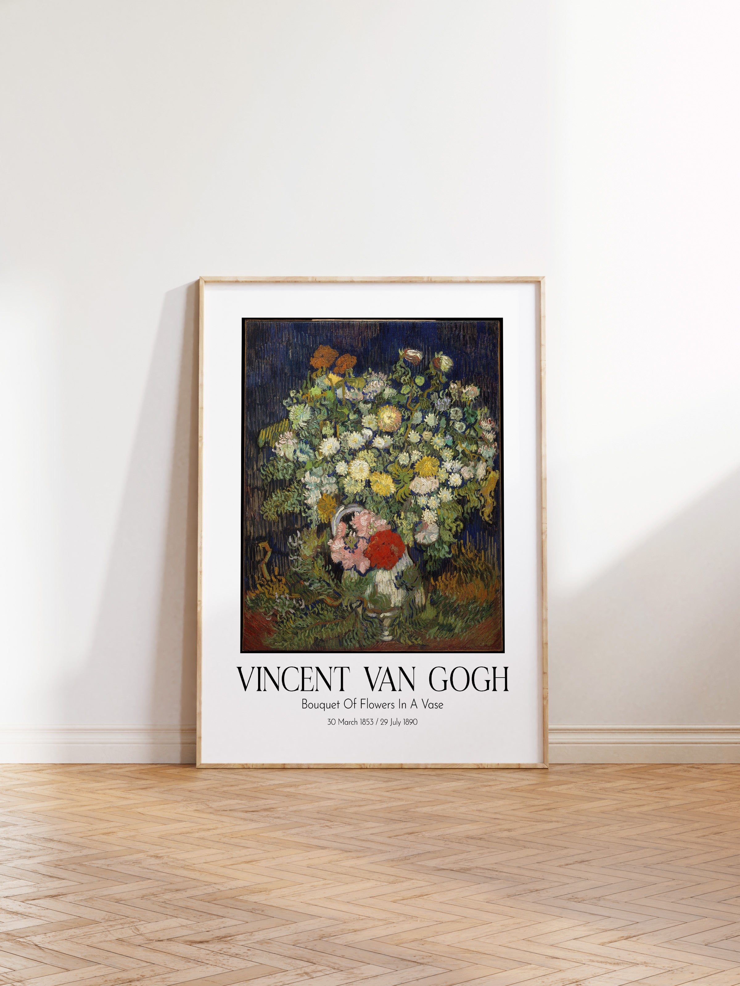 Vincent Van Gogh - Bouquet Of Flowers In A Vase, Ahşap Çerçeveli Tablo, Sanat Serisi NO:110596