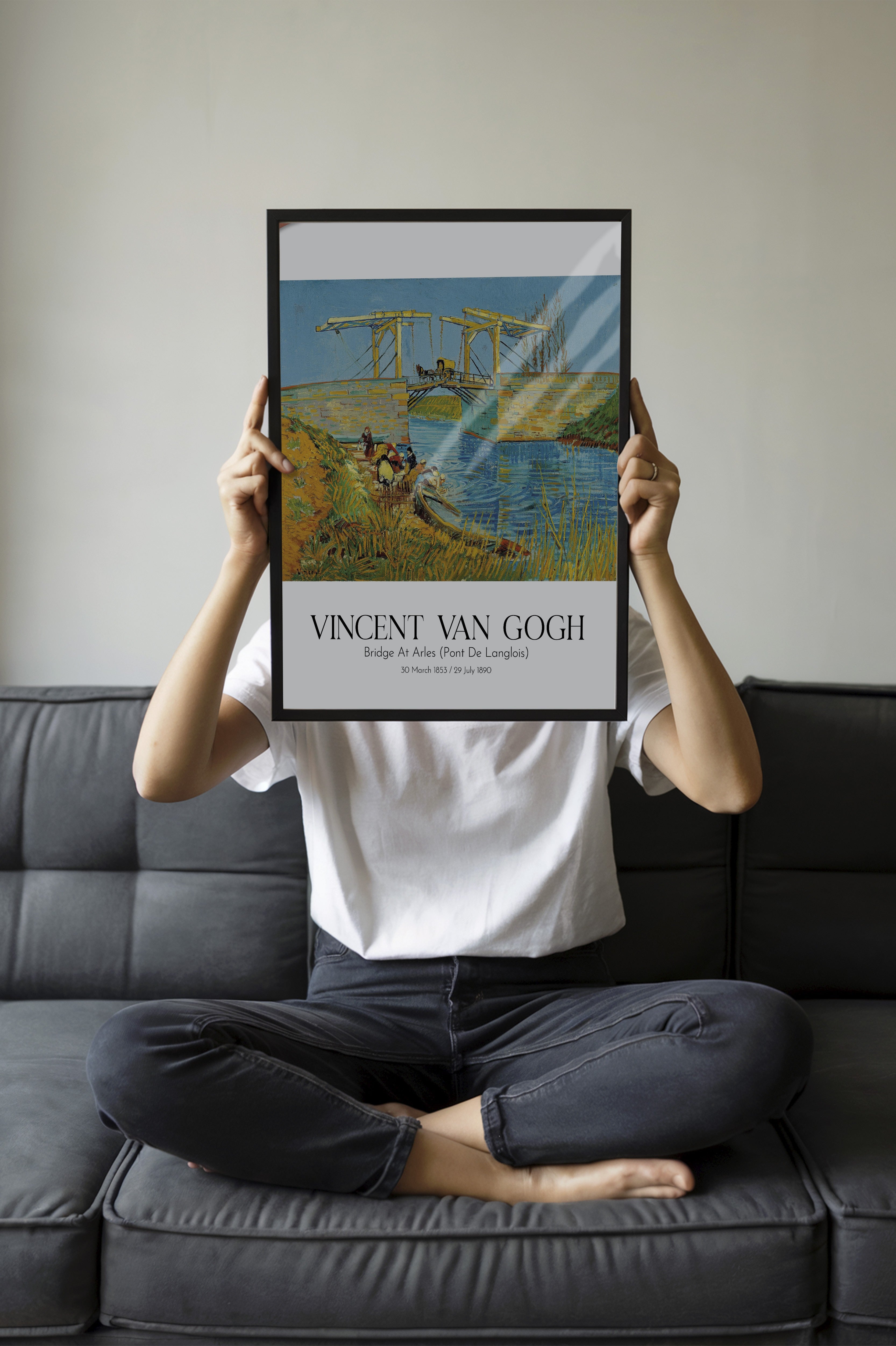 Vincent Van Gogh - Bridge At Arles (Pont De Langlois), Siyah Çerçeveli Tablo, Sanat Serisi NO:110597