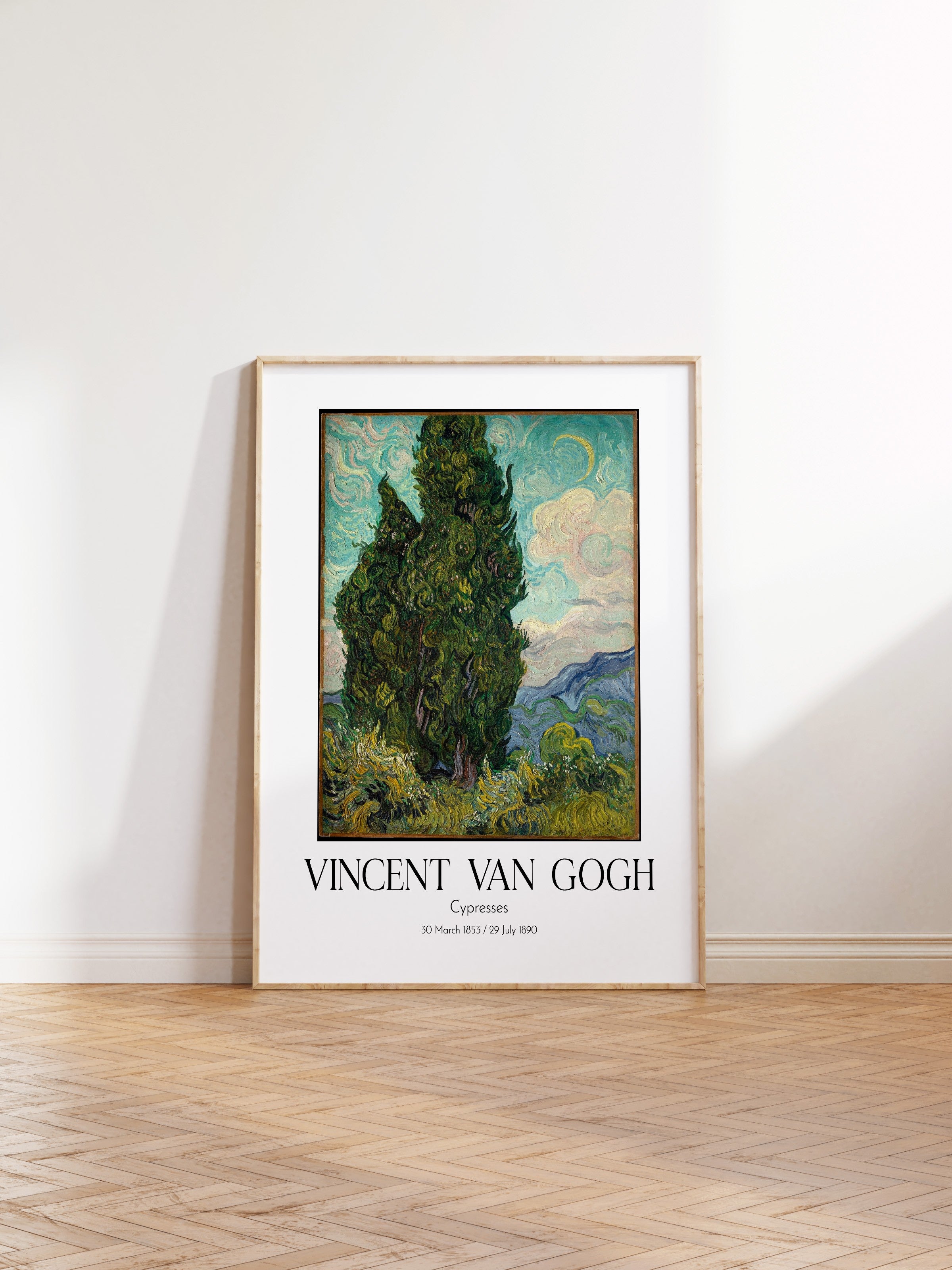 Vincent Van Gogh - Cypresses, Ahşap Çerçeveli Tablo, Sanat Serisi NO:110598