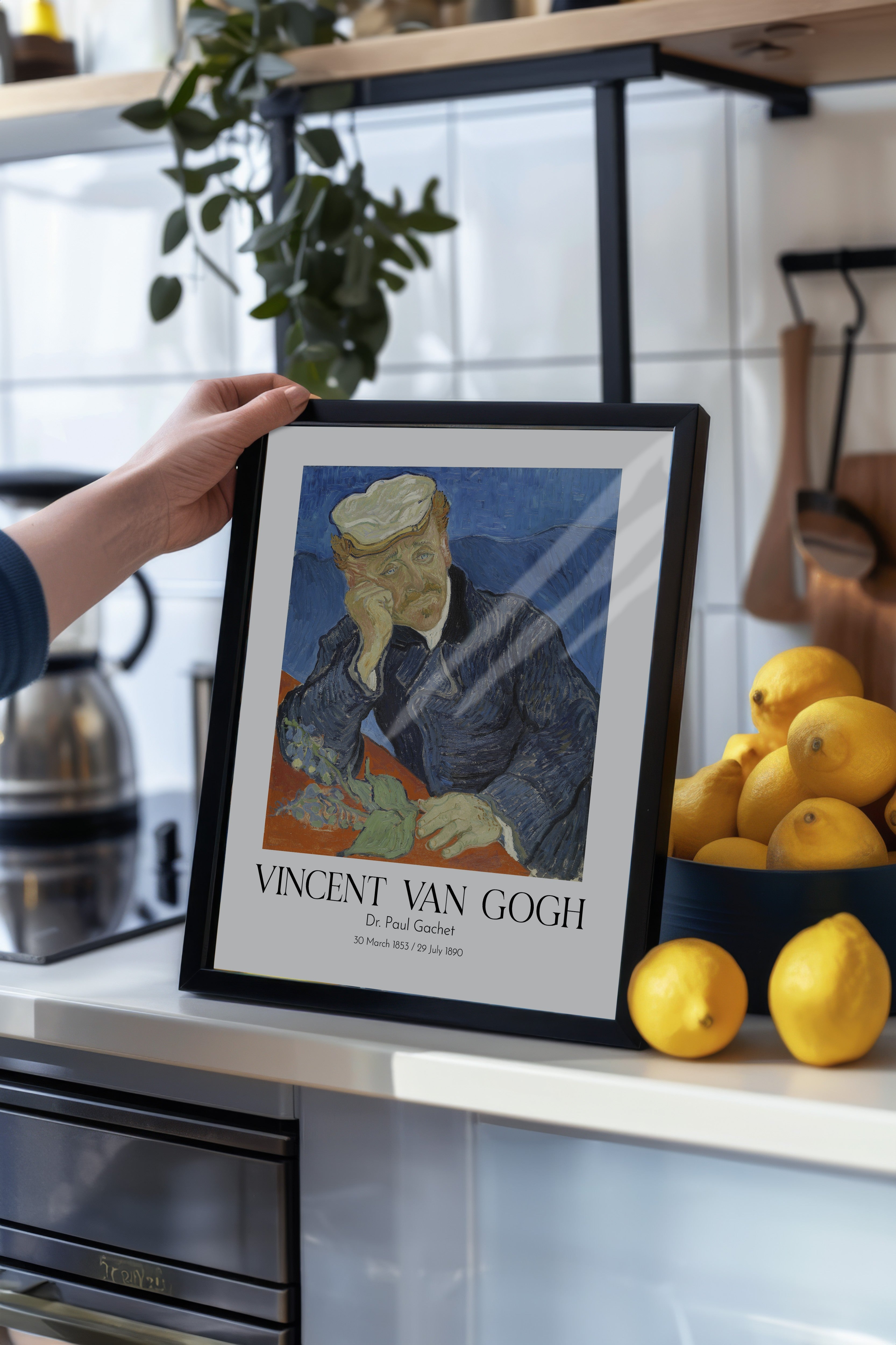 Vincent Van Gogh - Dr Paul Gachet, Siyah Çerçeveli Tablo, Sanat Serisi NO:110599