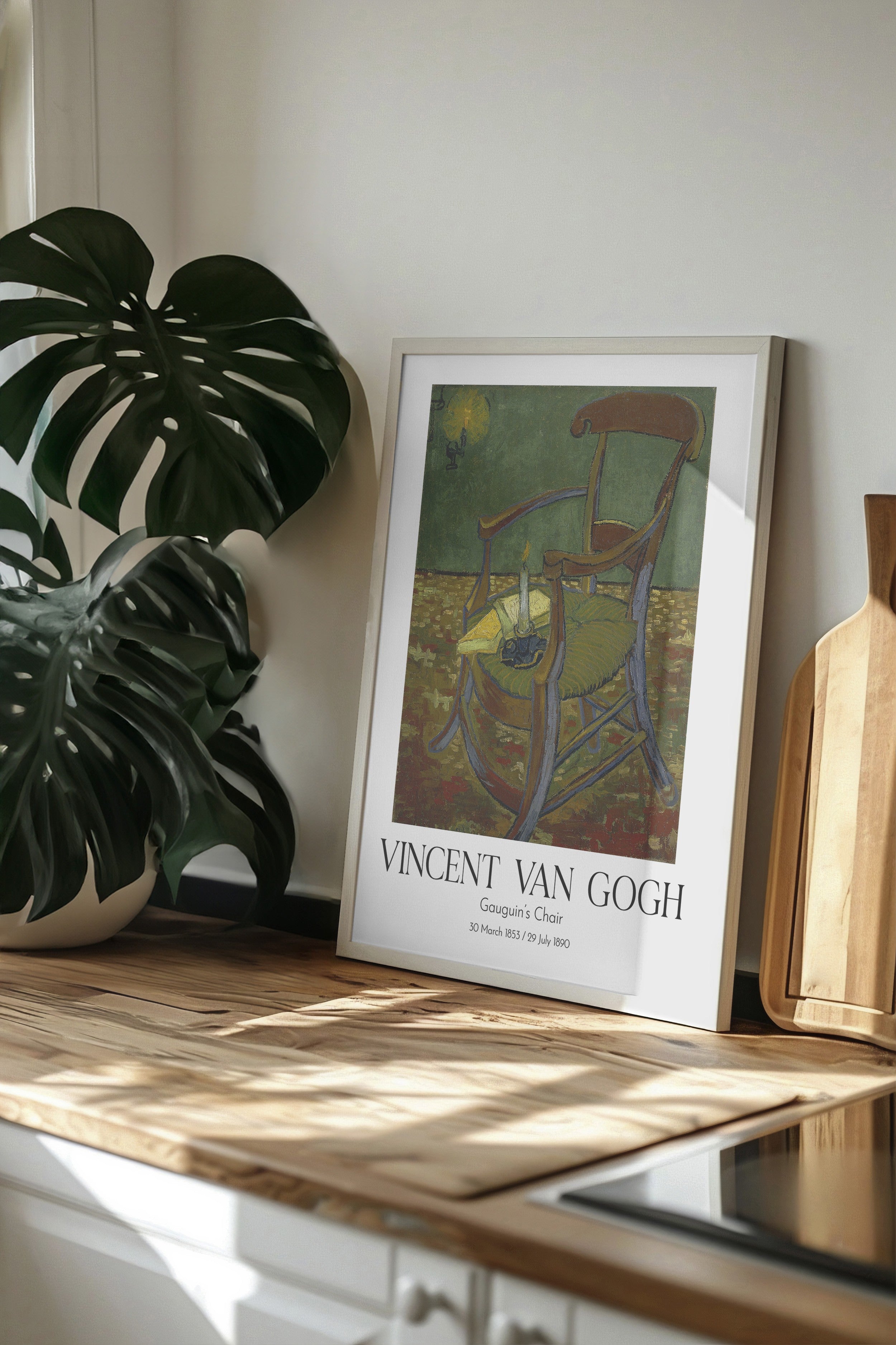 Vincent Van Gogh - Gauguin'S Chair, Beyaz Çerçeveli Tablo, Sanat Serisi NO:110602