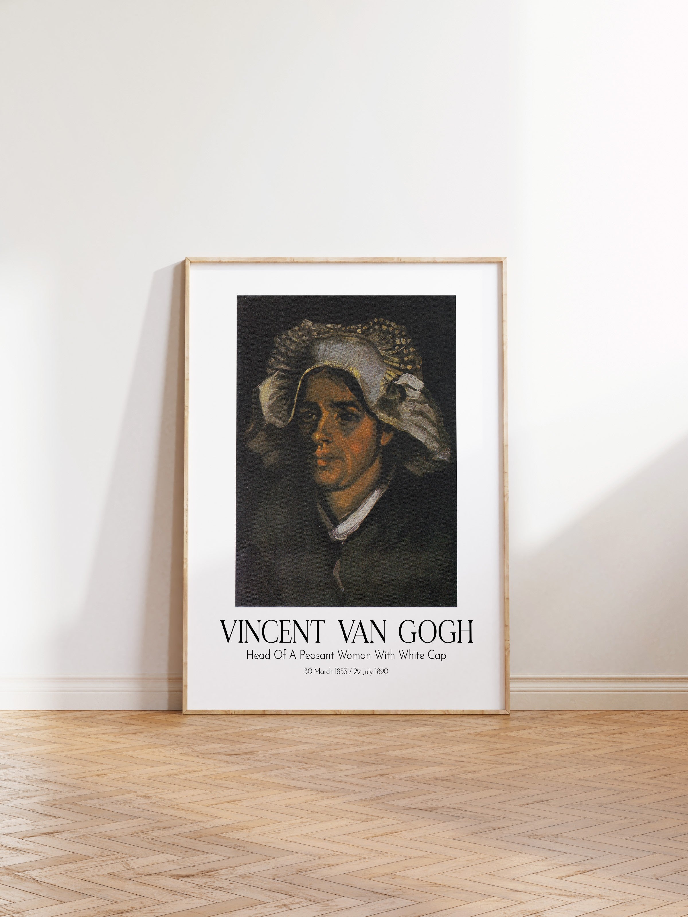 Vincent Van Gogh - Head Of A Peasant Woman With White Cap, Ahşap Çerçeveli Tablo, Sanat Serisi NO:110595