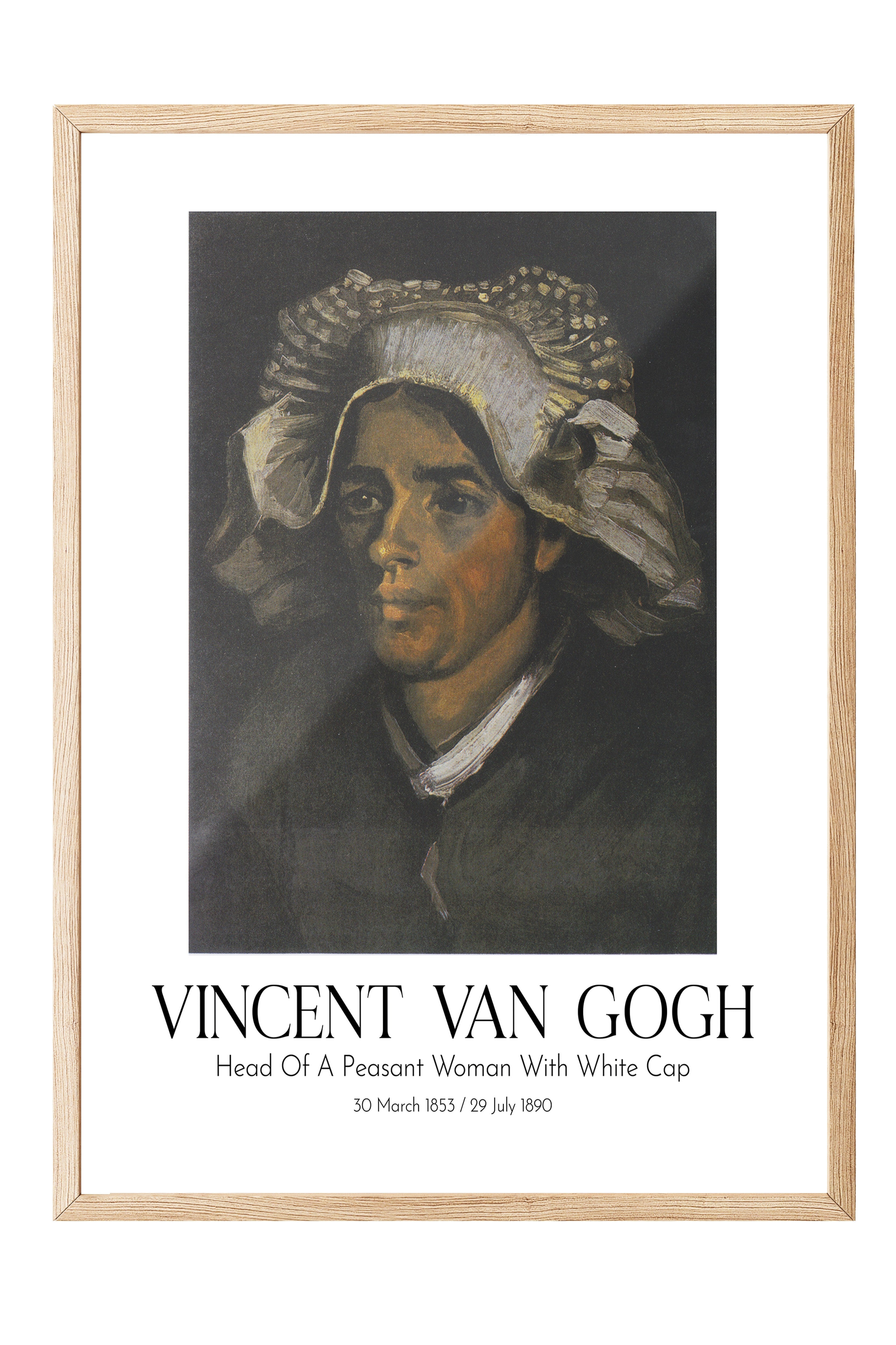 Vincent Van Gogh - Head Of A Peasant Woman With White Cap, Ahşap Çerçeveli Tablo, Sanat Serisi NO:110595