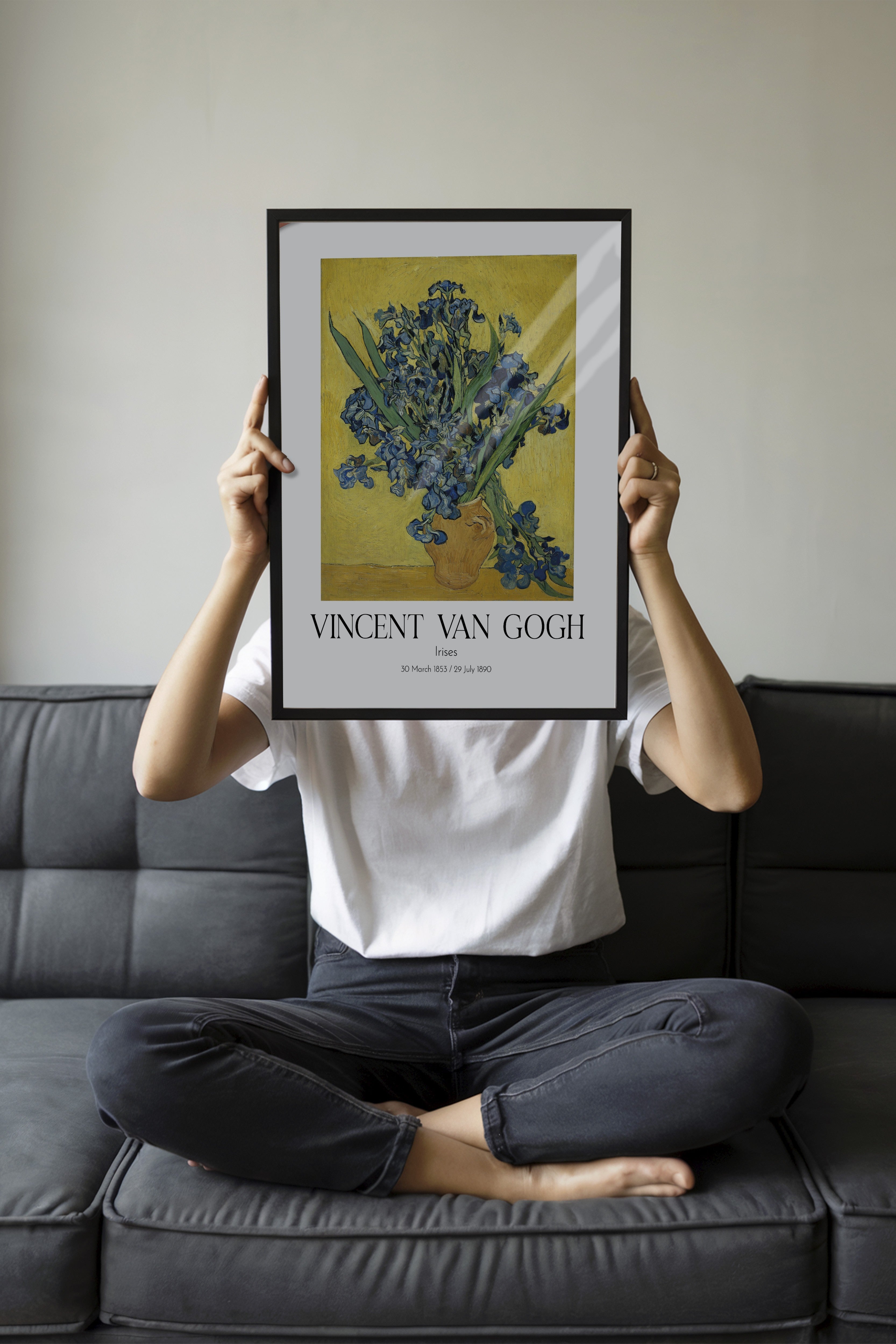 Vincent Van Gogh - Irises, Siyah Çerçeveli Tablo, Sanat Serisi NO:110606