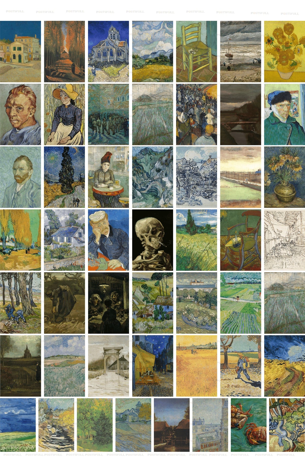 Vincent Van Gogh Kolaj Seti, Sanatsal Poster Kartları, Bant Hediyeli - 50 Adet 10*15cm Duvar Posteri
