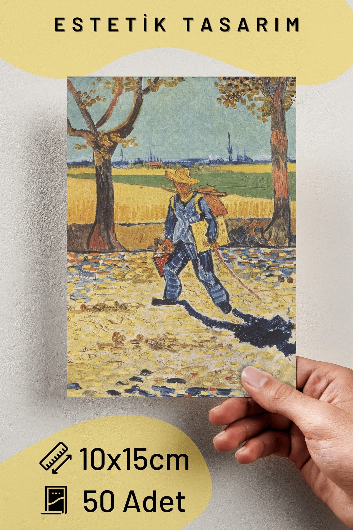 Vincent Van Gogh Kolaj Seti, Sanatsal Poster Kartları, Bant Hediyeli - 50 Adet 10*15cm Duvar Posteri