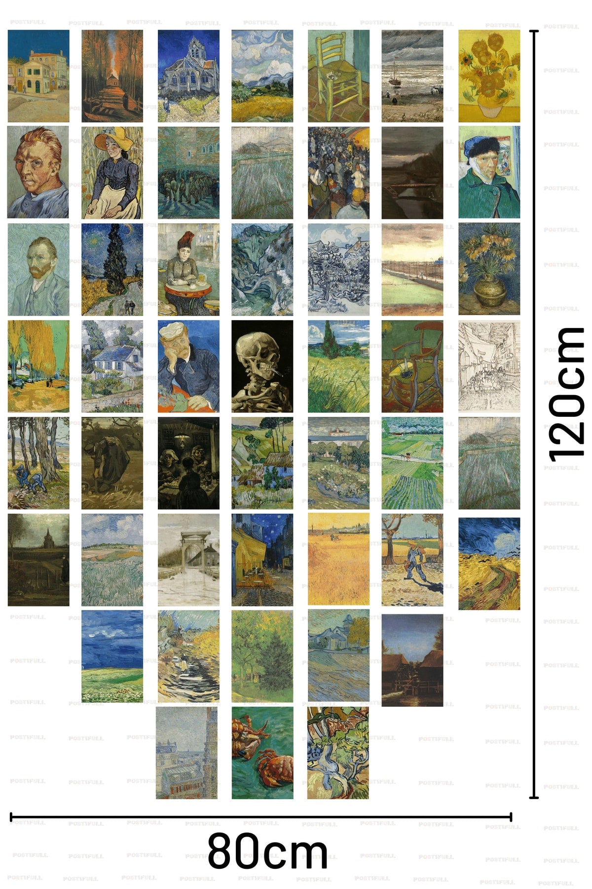Vincent Van Gogh Kolaj Seti, Sanatsal Poster Kartları, Bant Hediyeli - 50 Adet 10*15cm Duvar Posteri