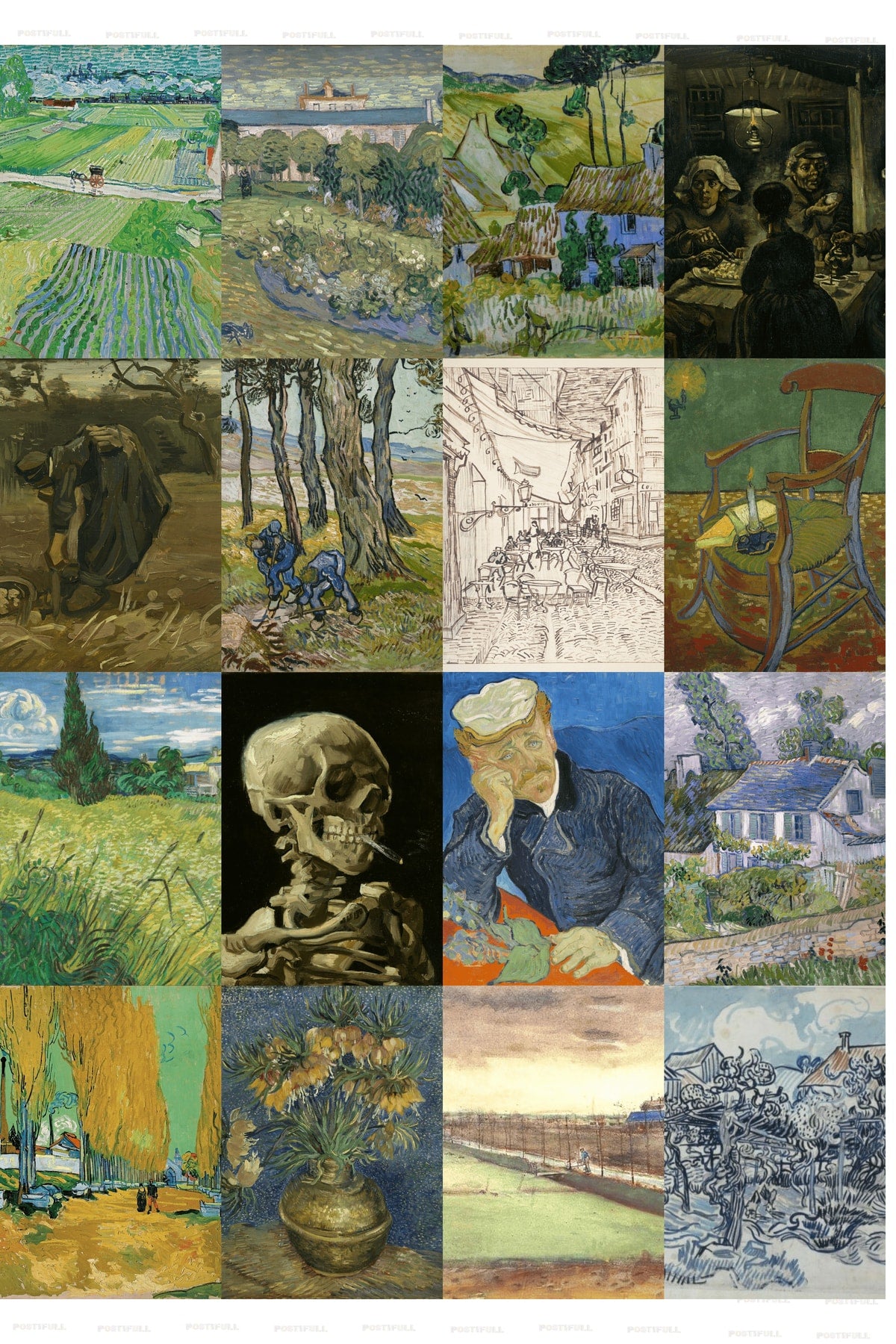 Vincent Van Gogh Kolaj Seti, Sanatsal Poster Kartları, Bant Hediyeli - 50 Adet 10*15cm Duvar Posteri
