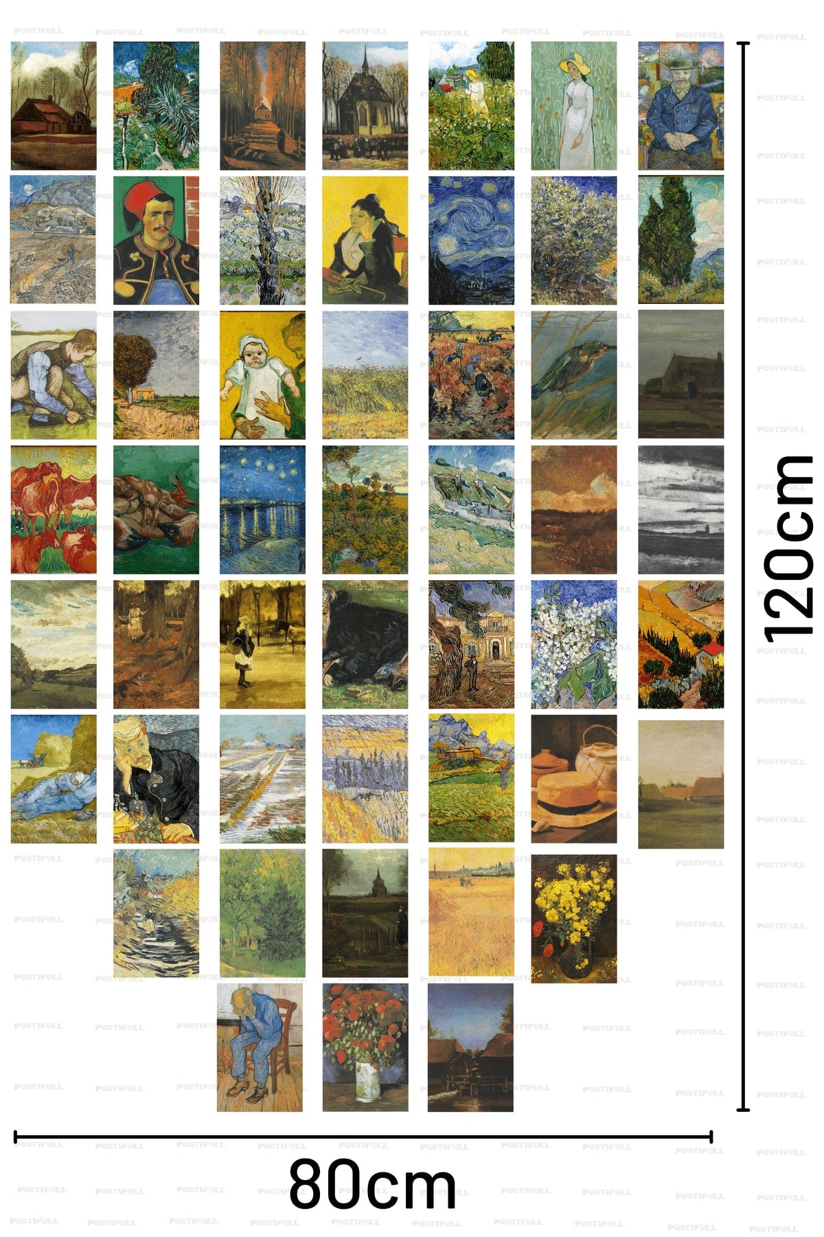Vincent Van Gogh Kolaj Seti, Sanatsal Poster Kartları, Bant Hediyeli - 50 Adet 10*15cm Duvar Posteri
