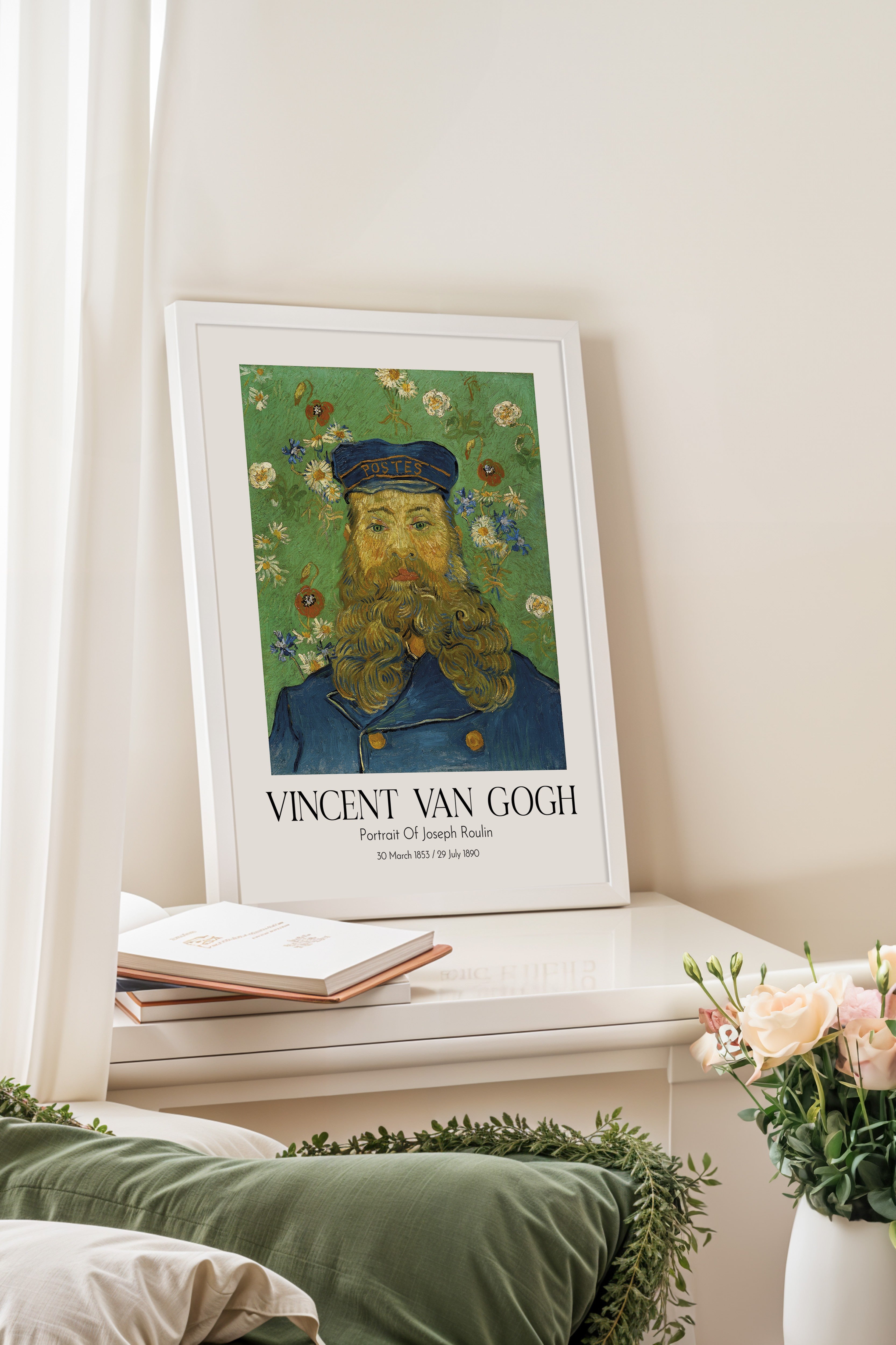 Vincent Van Gogh - Portrait Of Joseph Roulin, Beyaz Çerçeveli Tablo, Sanat Serisi NO:110611