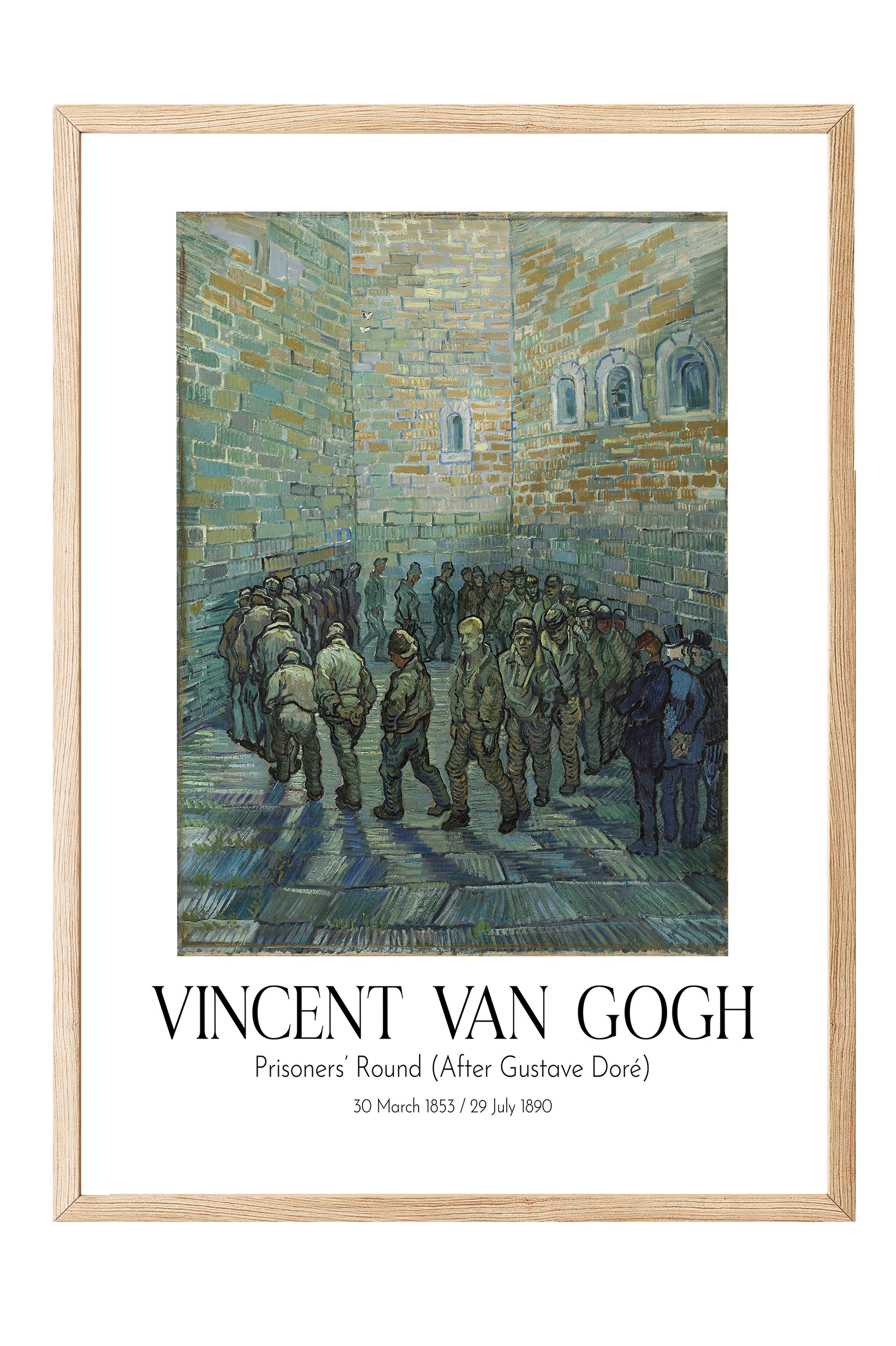 Vincent Van Gogh - Prisoners' Round (After Gustave Doré), Ahşap Çerçeveli Tablo, Sanat Serisi NO:110628