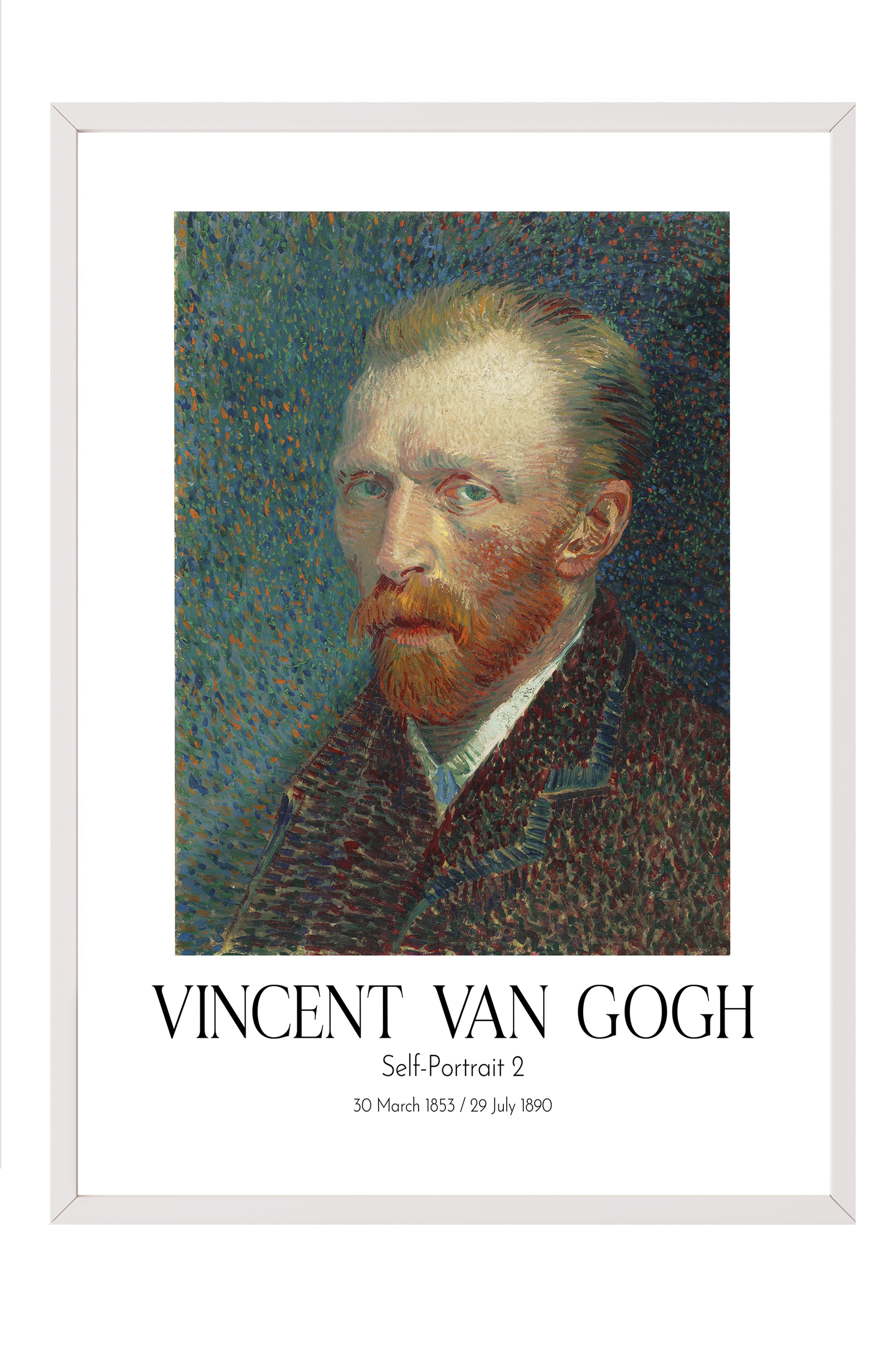 Vincent Van Gogh - Self-Portrait 2, Beyaz Çerçeveli Tablo, Sanat Serisi NO:110613