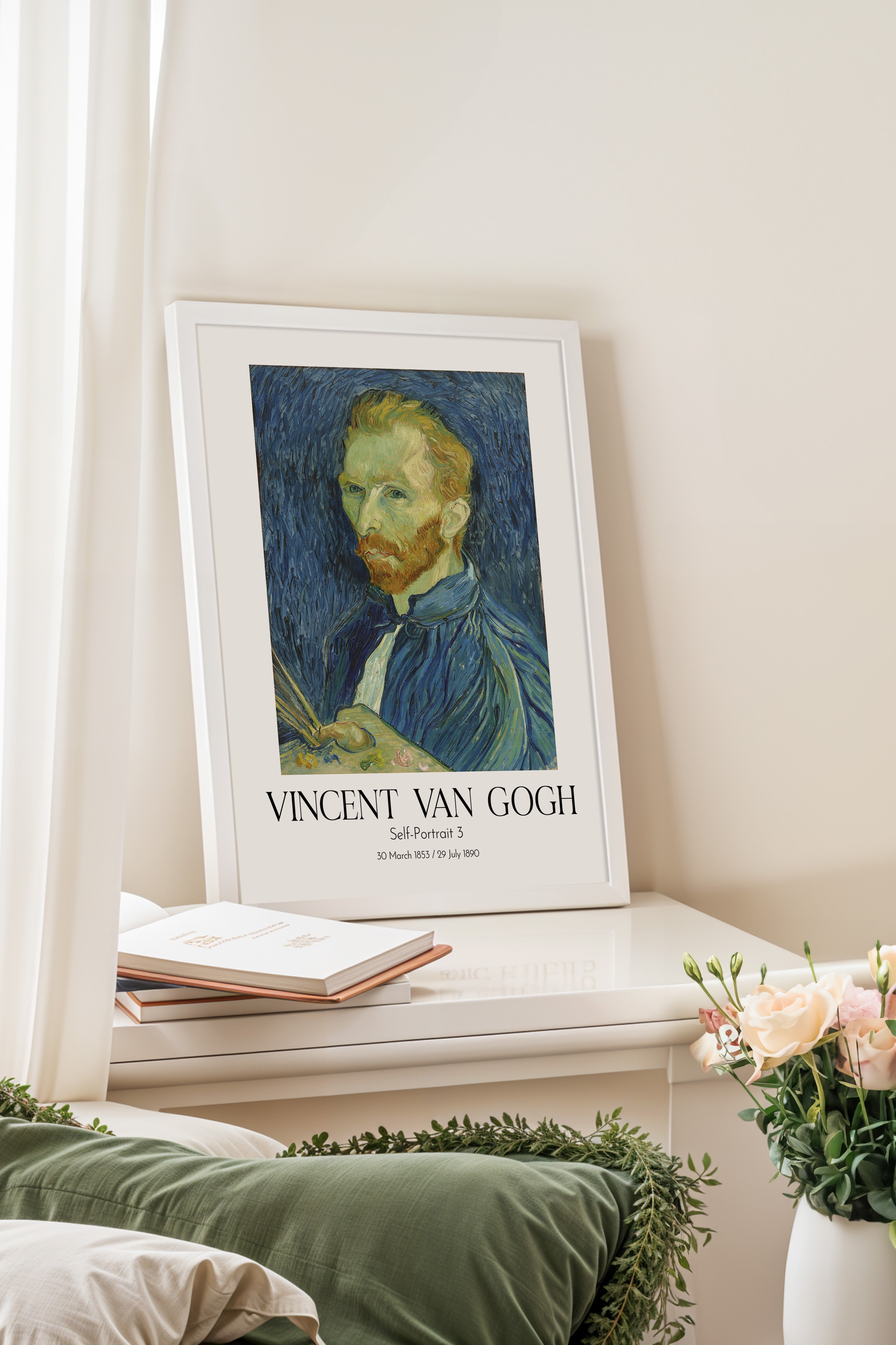 Vincent Van Gogh - Self-Portrait 3, Beyaz Çerçeveli Tablo, Sanat Serisi NO:110615