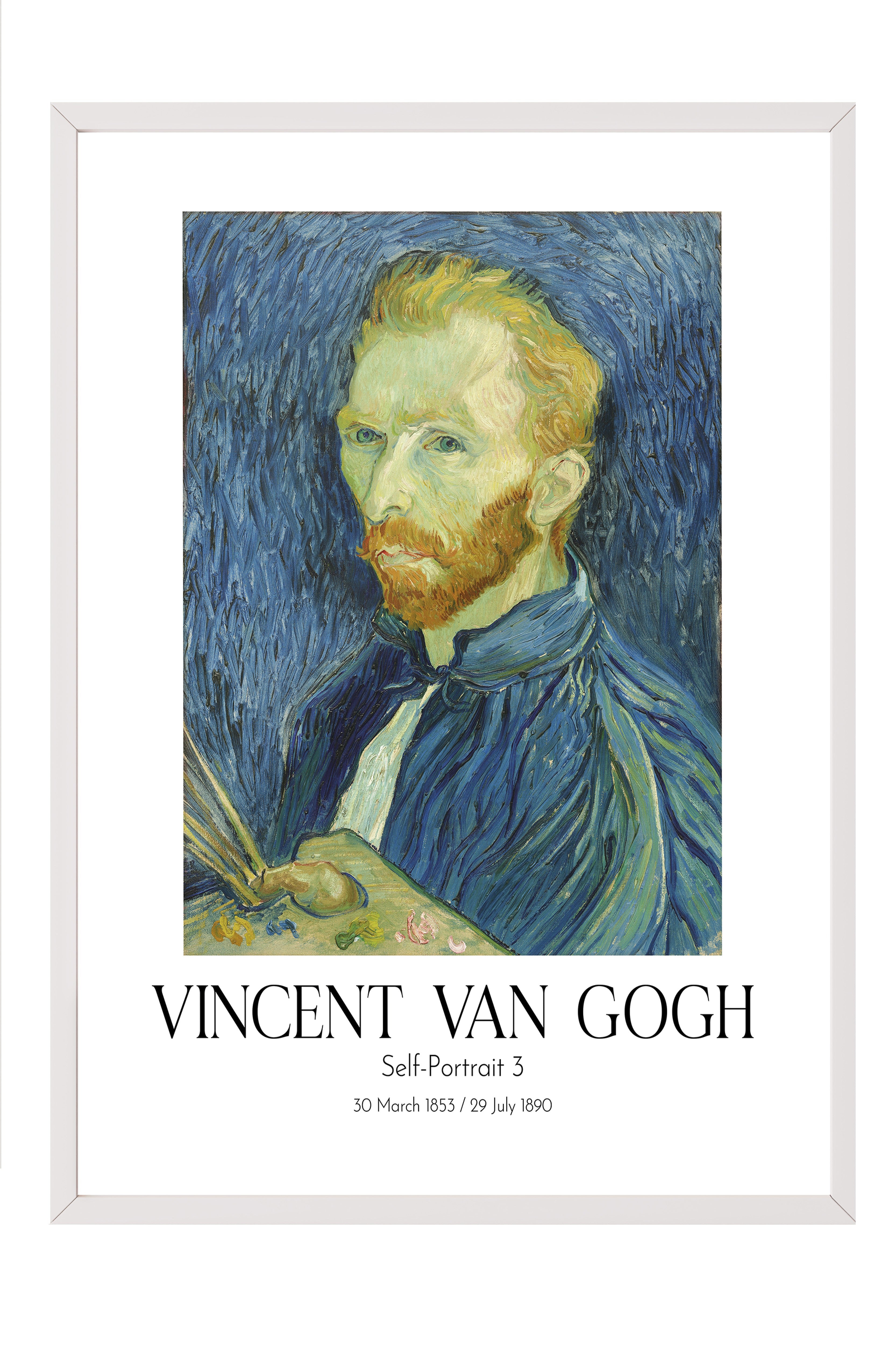 Vincent Van Gogh - Self-Portrait 3, Beyaz Çerçeveli Tablo, Sanat Serisi NO:110615