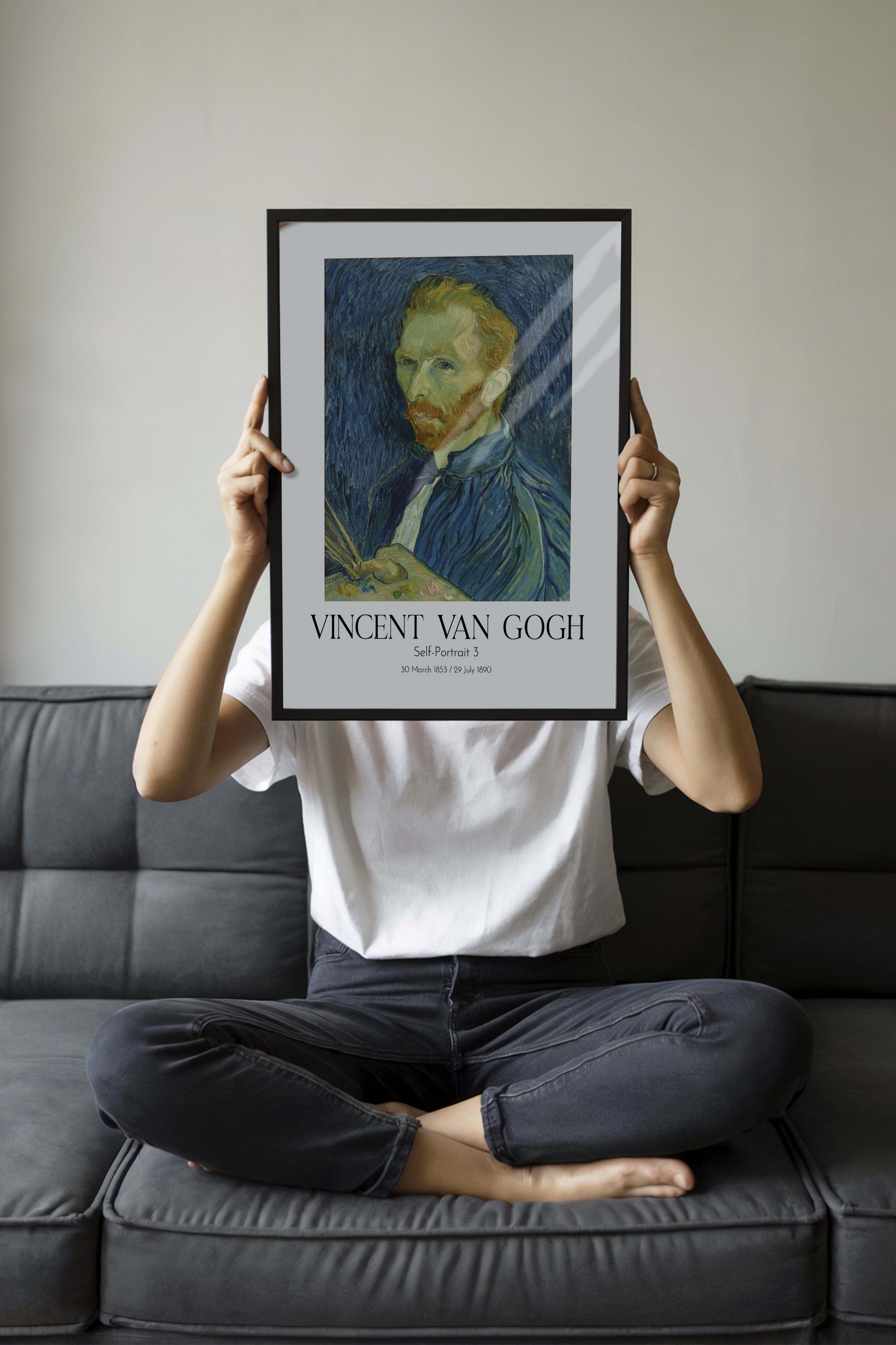 Vincent Van Gogh - Self-Portrait 3, Siyah Çerçeveli Tablo, Sanat Serisi NO:110615