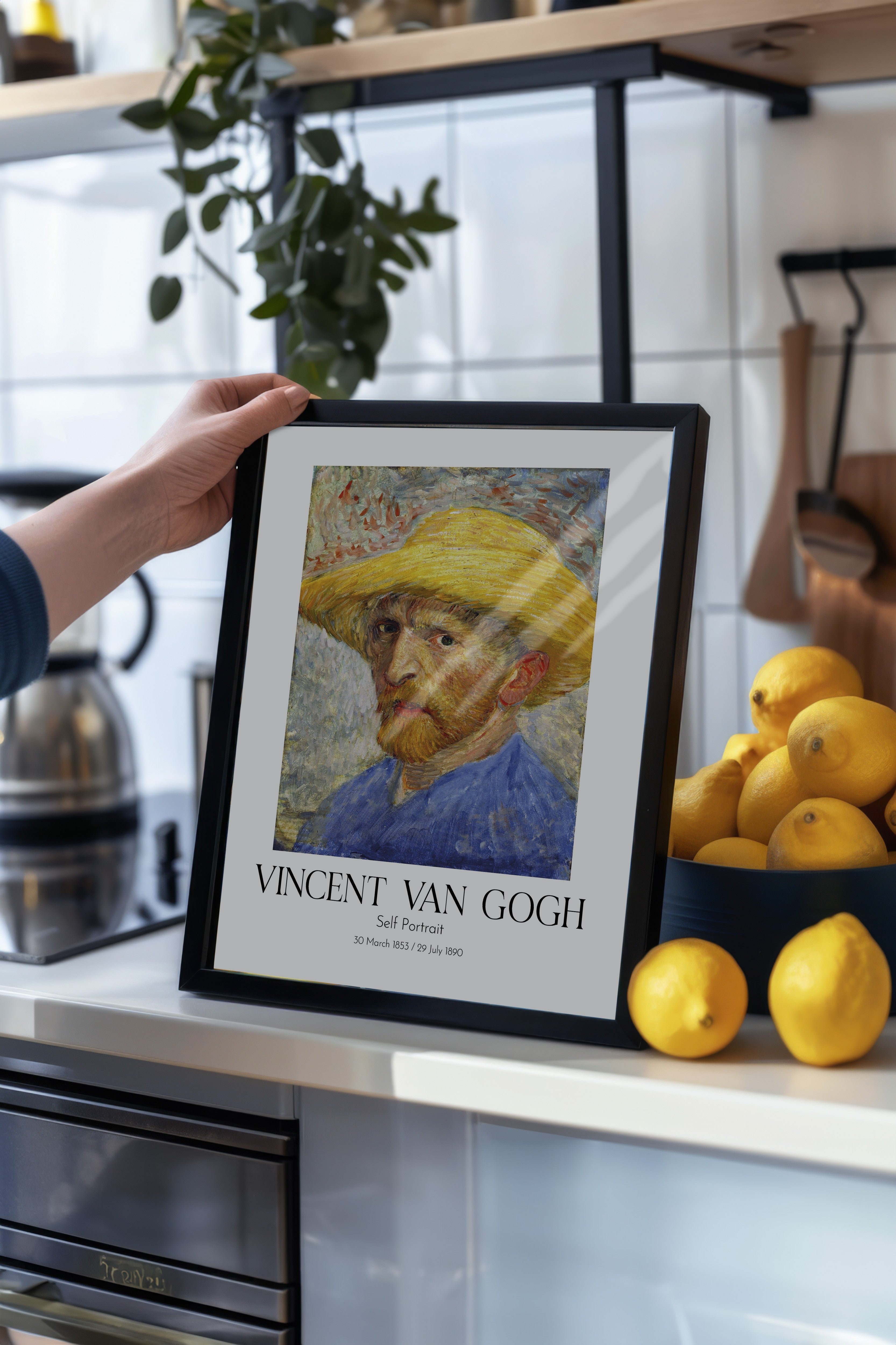 Vincent Van Gogh - Self Portrait, Siyah Çerçeveli Tablo, Sanat Serisi NO:110612