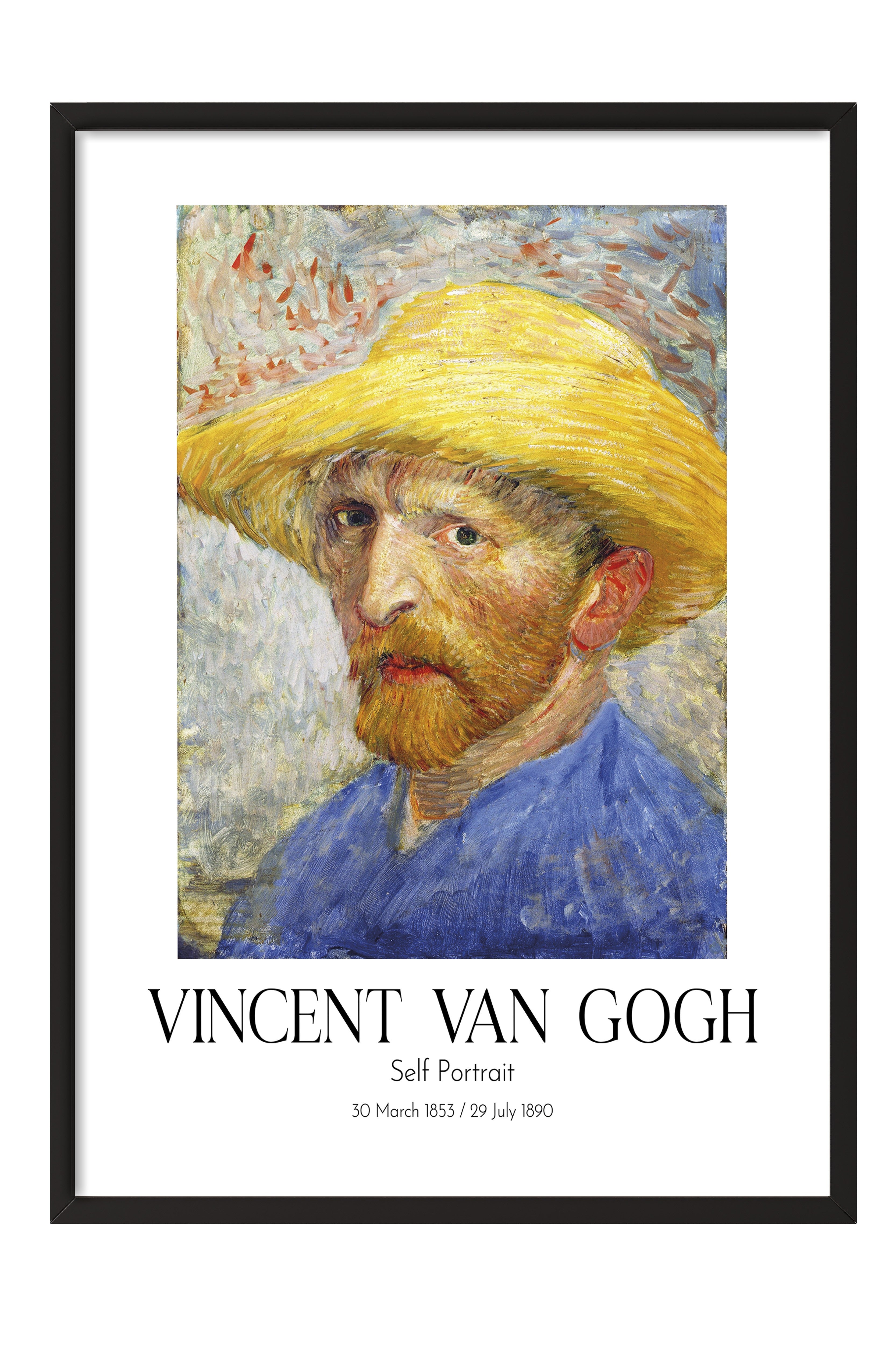 Vincent Van Gogh - Self Portrait, Siyah Çerçeveli Tablo, Sanat Serisi NO:110612