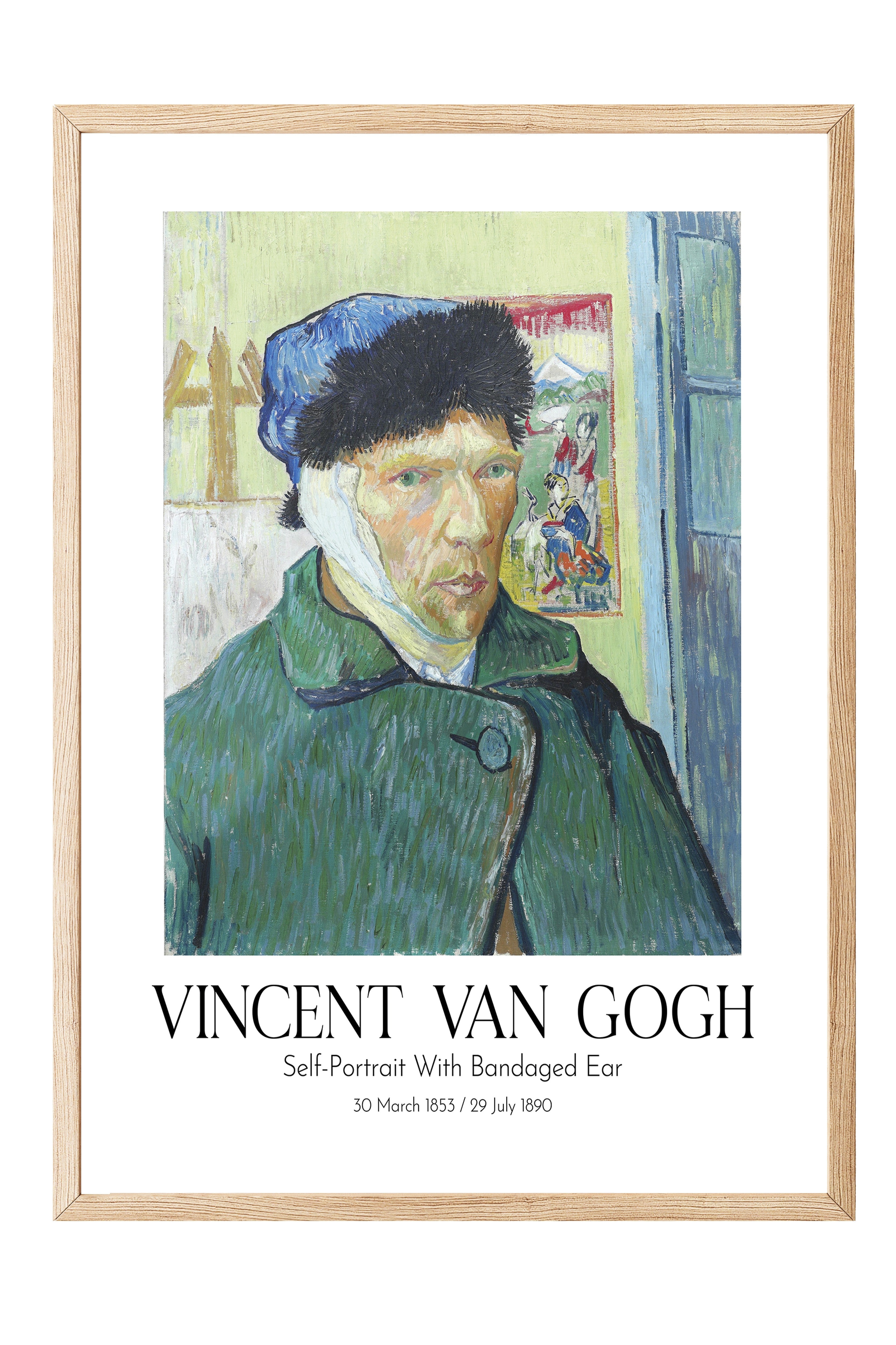 Vincent Van Gogh - Self-Portrait With Bandaged Ear, Ahşap Çerçeveli Tablo, Sanat Serisi NO:110608