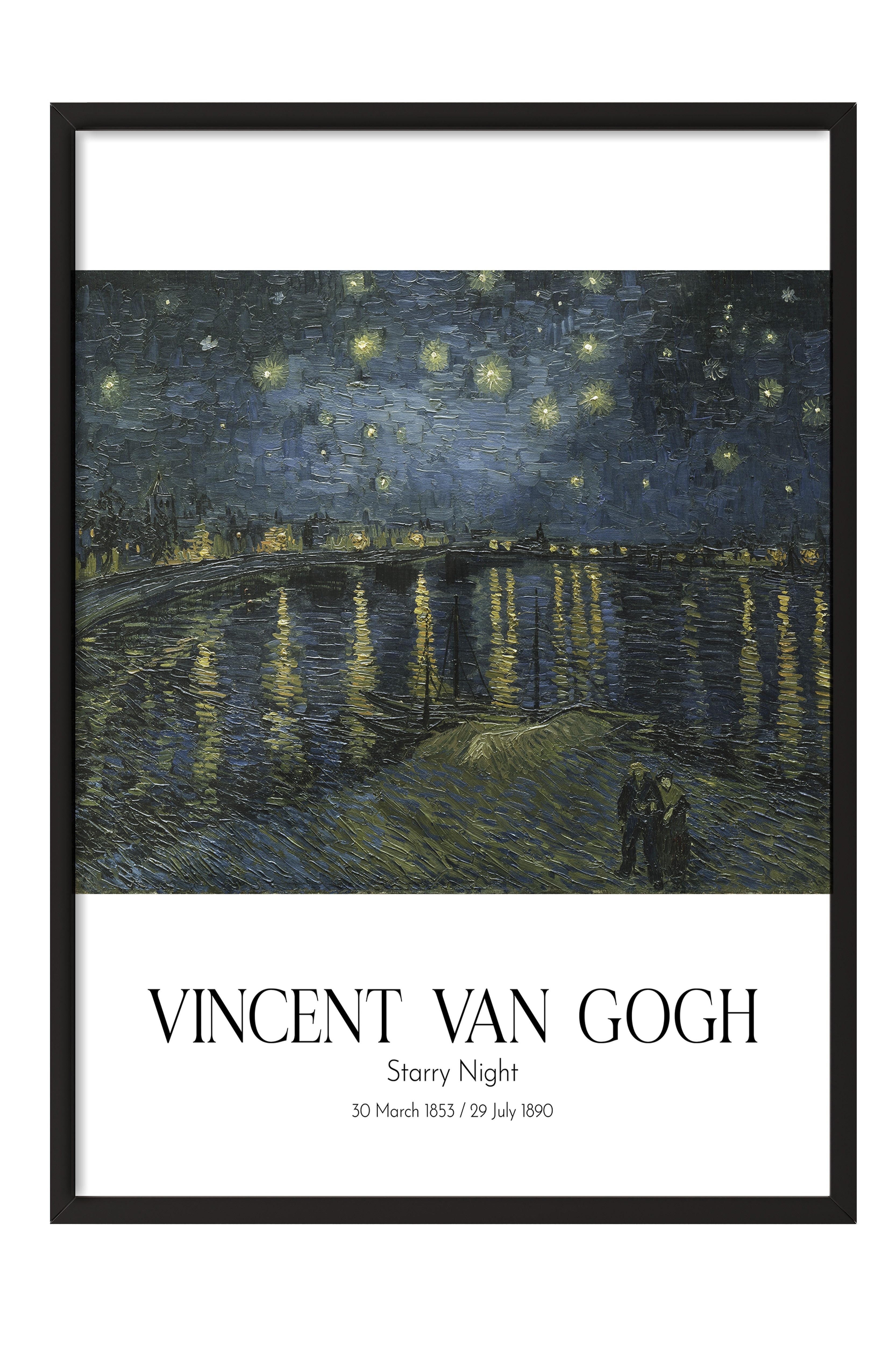 Vincent Van Gogh - Starry Night, Siyah Çerçeveli Tablo, Sanat Serisi NO:110617