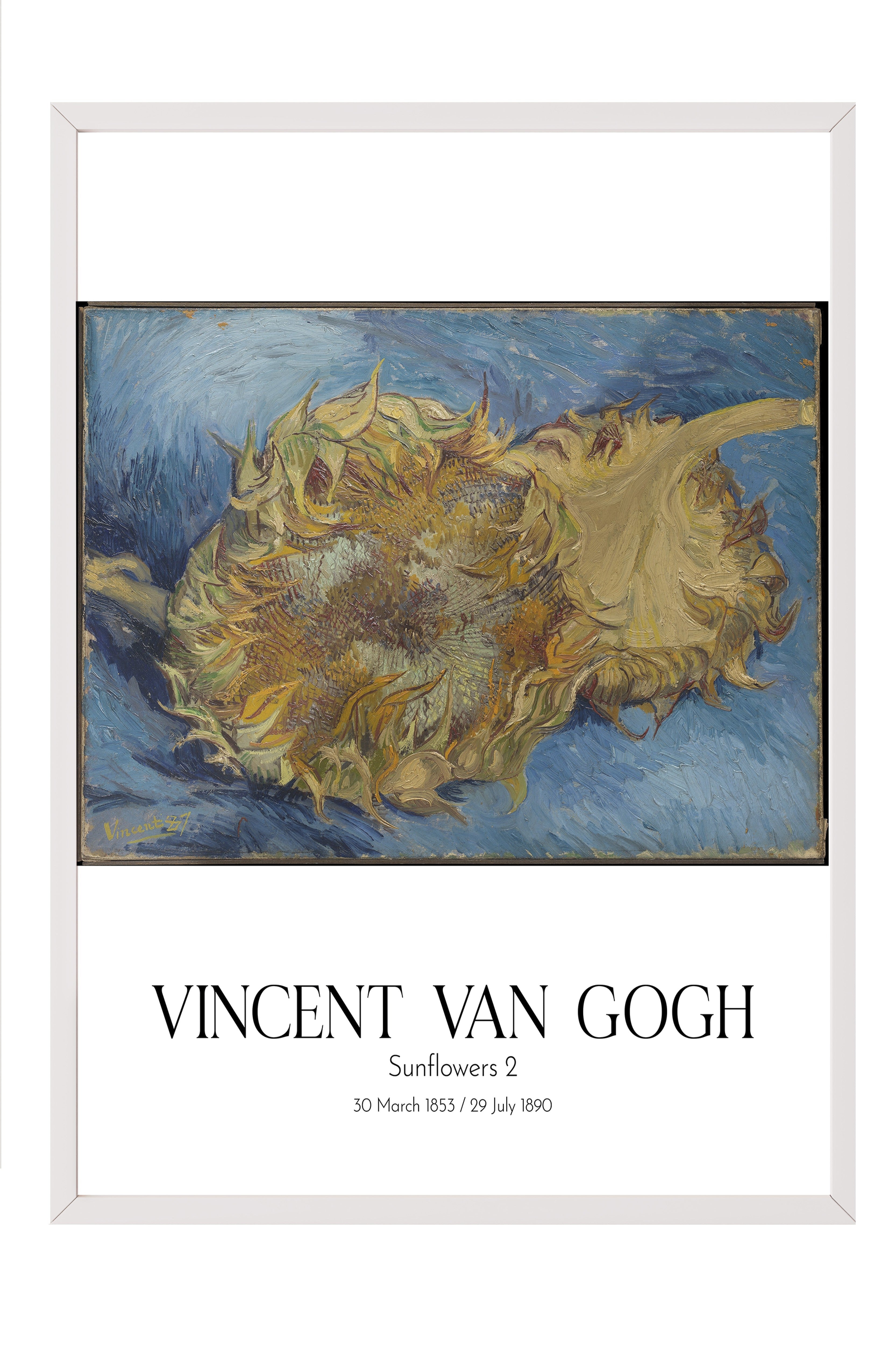 Vincent Van Gogh - Sunflowers 2, Beyaz Çerçeveli Tablo, Sanat Serisi NO:110618
