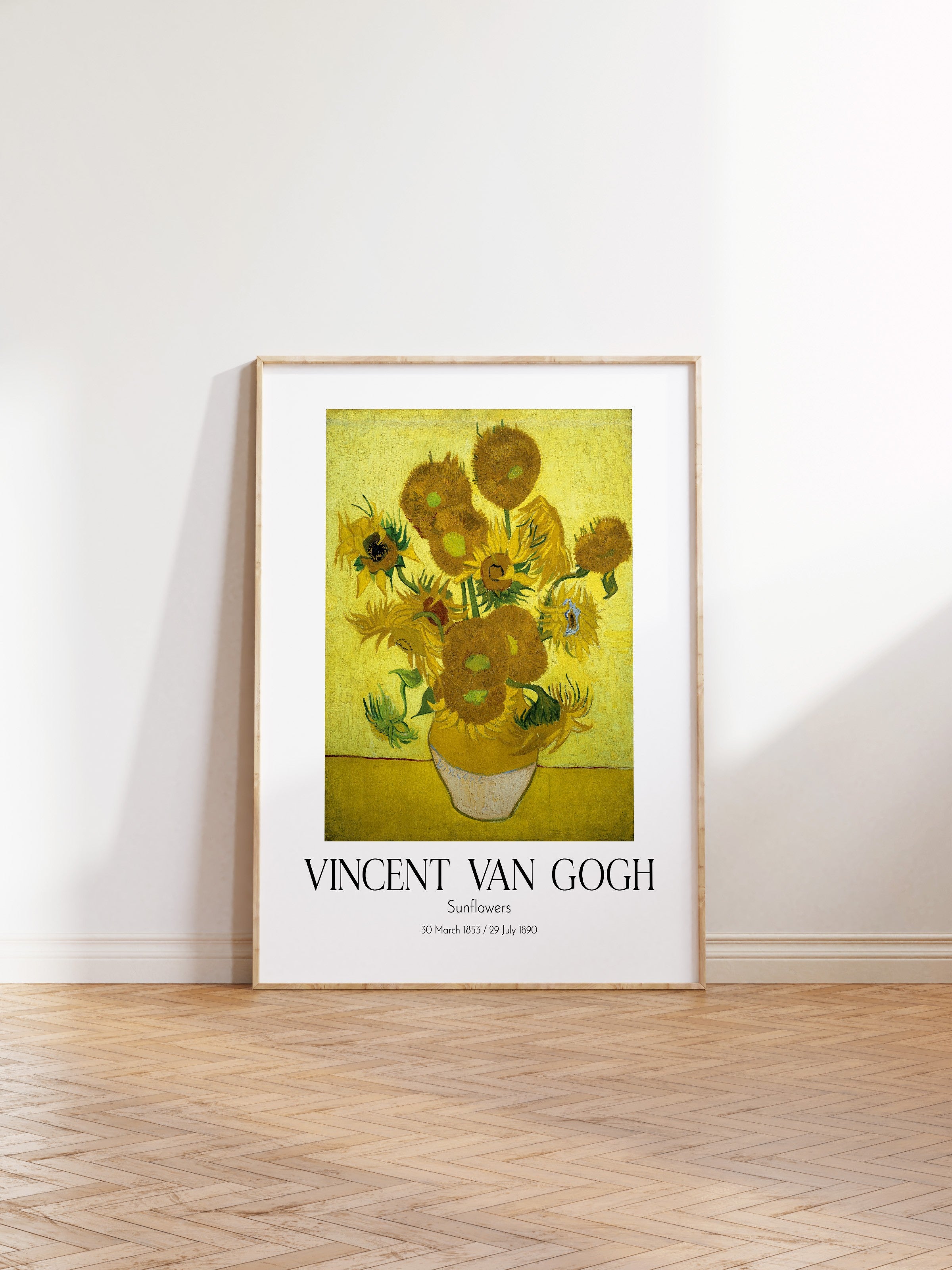 Vincent Van Gogh - Sunflowers, Ahşap Çerçeveli Tablo, Sanat Serisi NO:110619