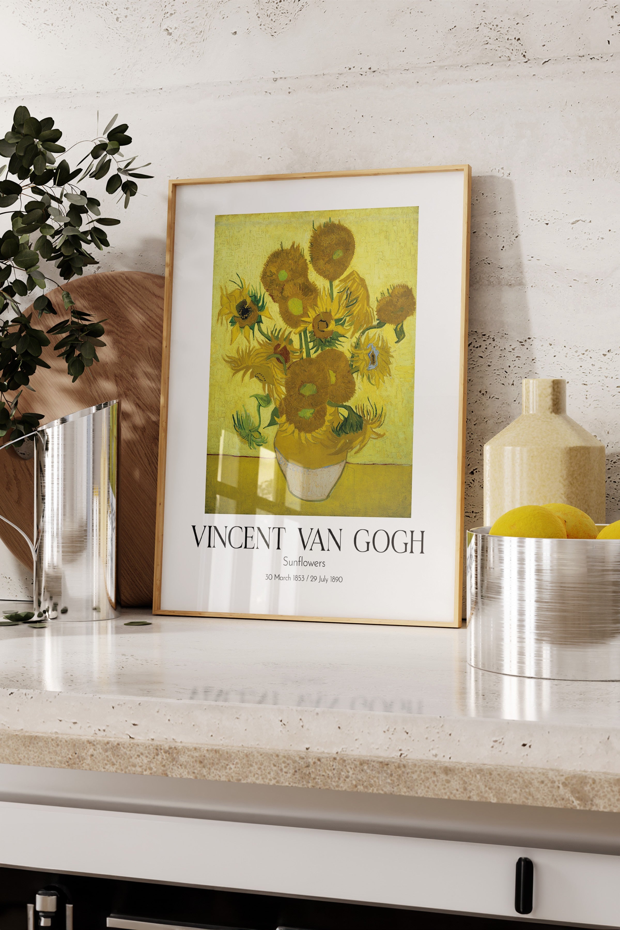 Vincent Van Gogh - Sunflowers, Ahşap Çerçeveli Tablo, Sanat Serisi NO:110619