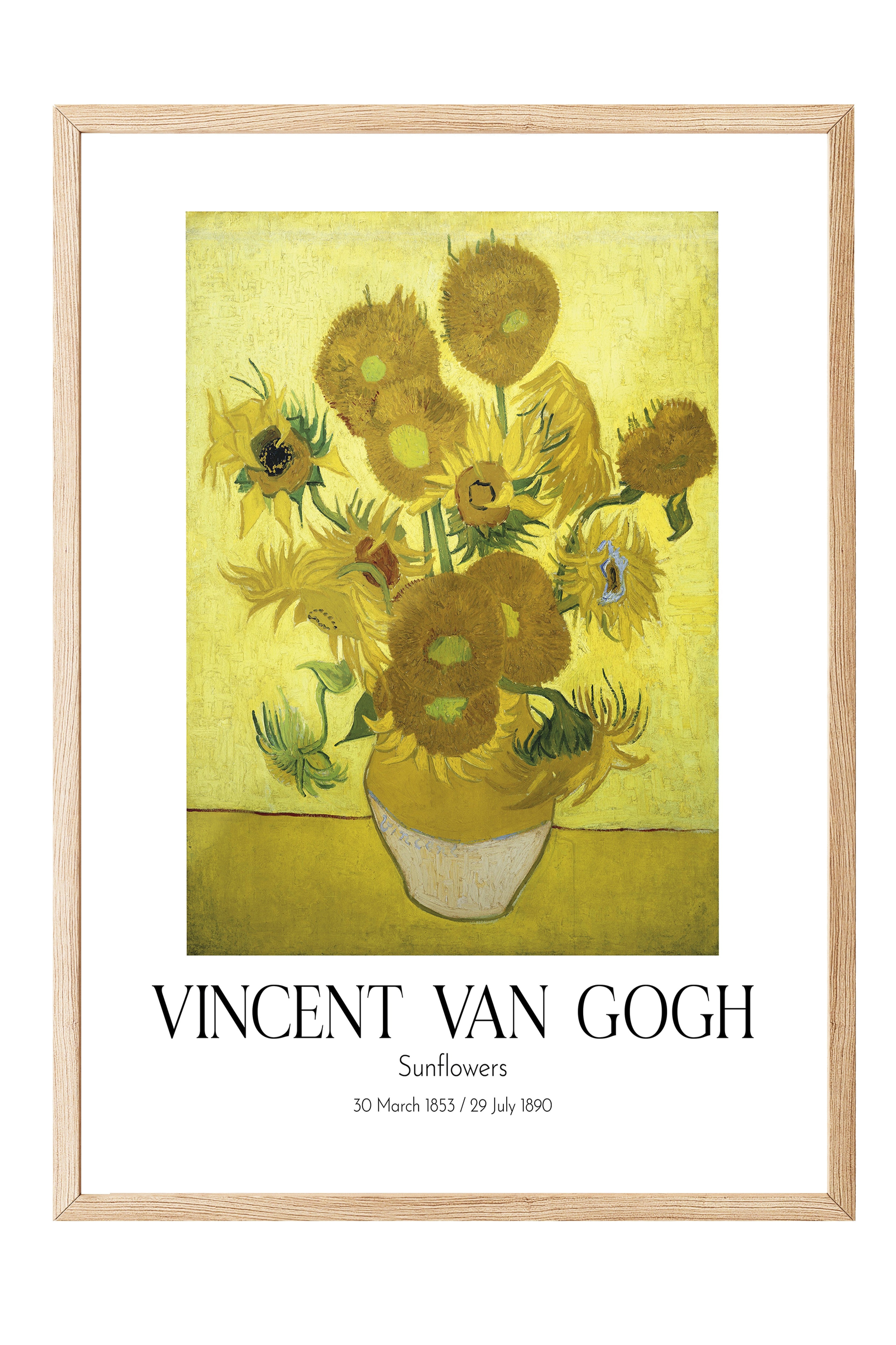 Vincent Van Gogh - Sunflowers, Ahşap Çerçeveli Tablo, Sanat Serisi NO:110619
