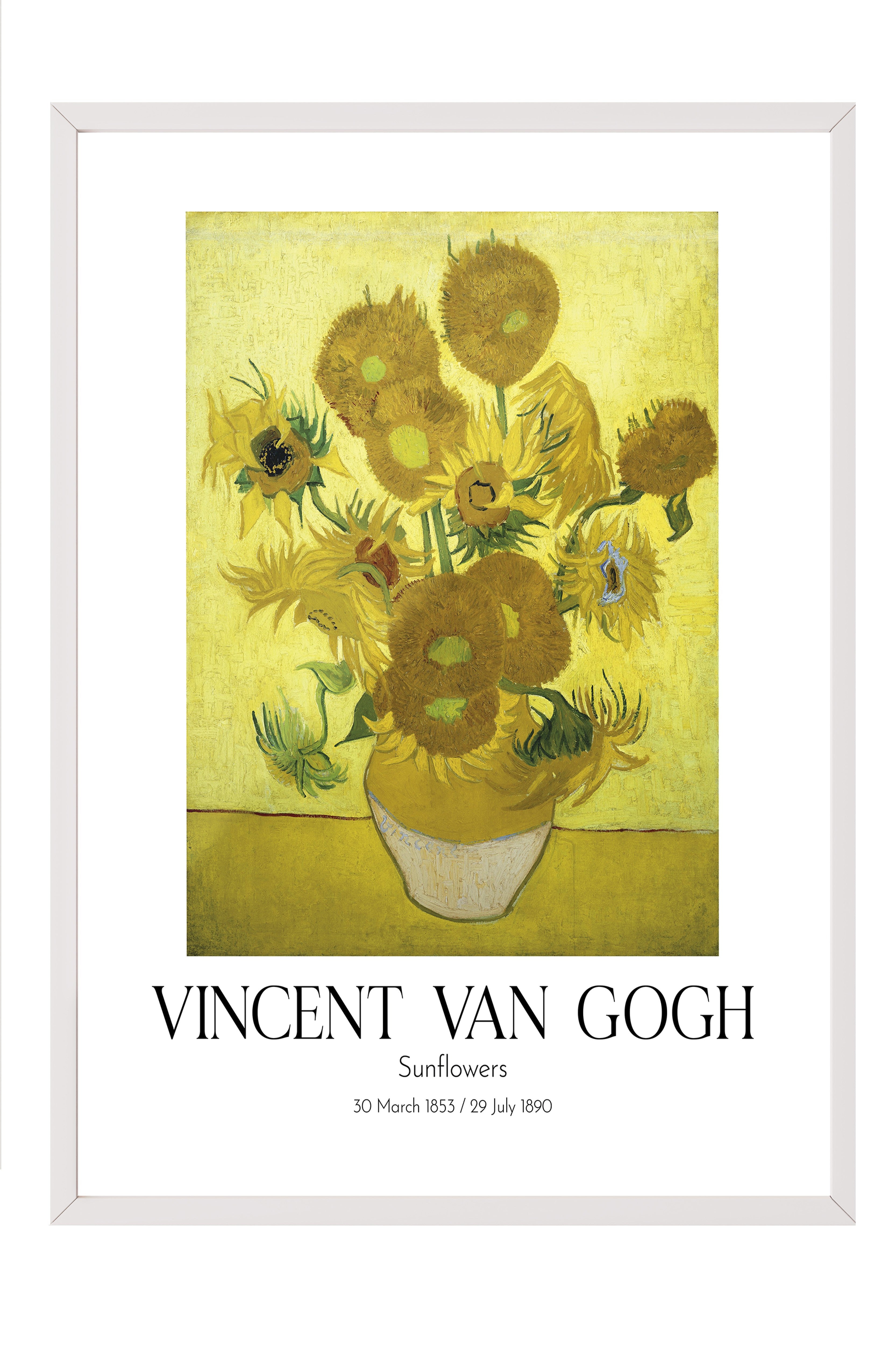 Vincent Van Gogh - Sunflowers, Beyaz Çerçeveli Tablo, Sanat Serisi NO:110619