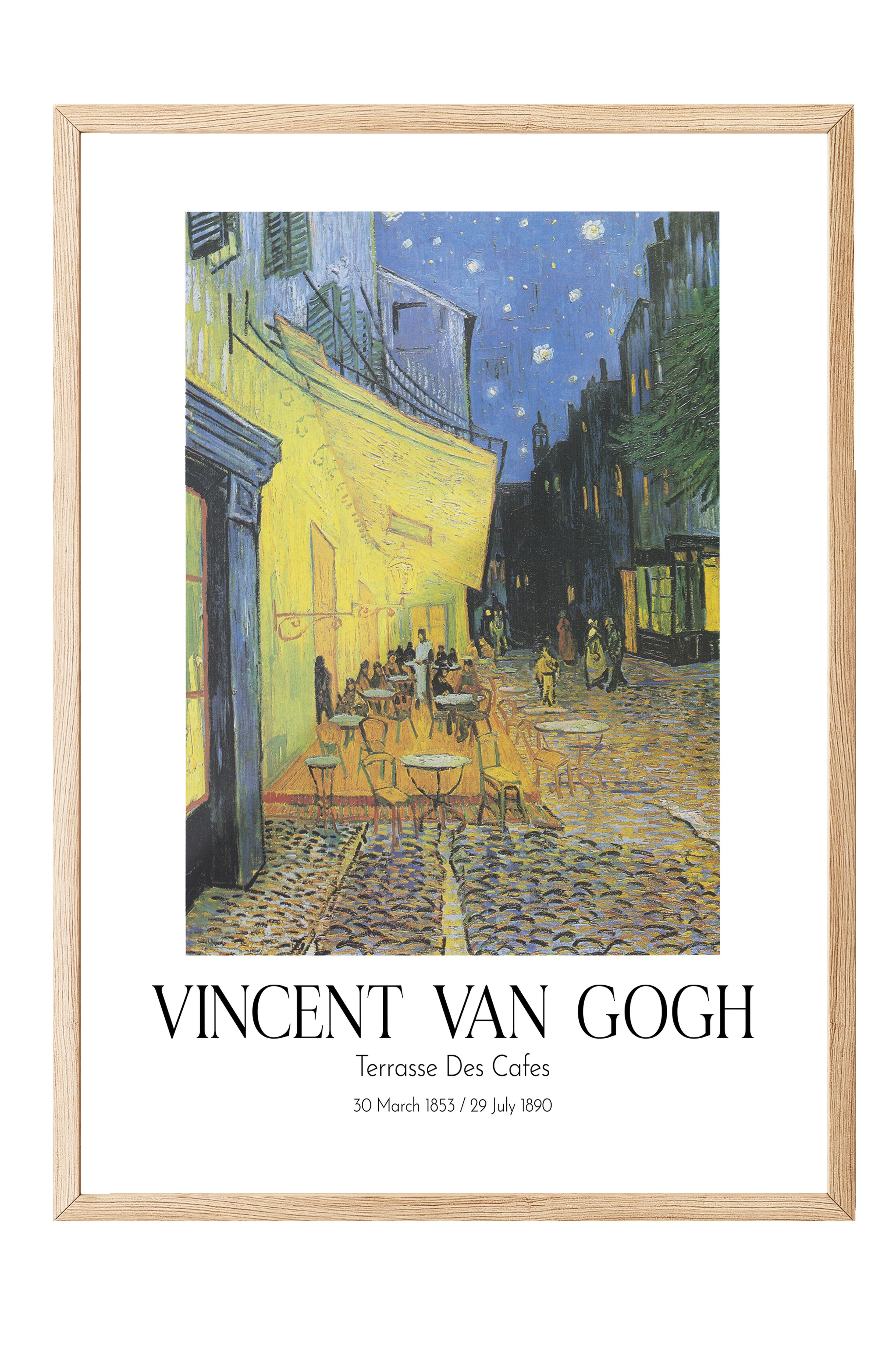 Vincent Van Gogh - Terrasse Des Cafes, Ahşap Çerçeveli Tablo, Sanat Serisi NO:110607