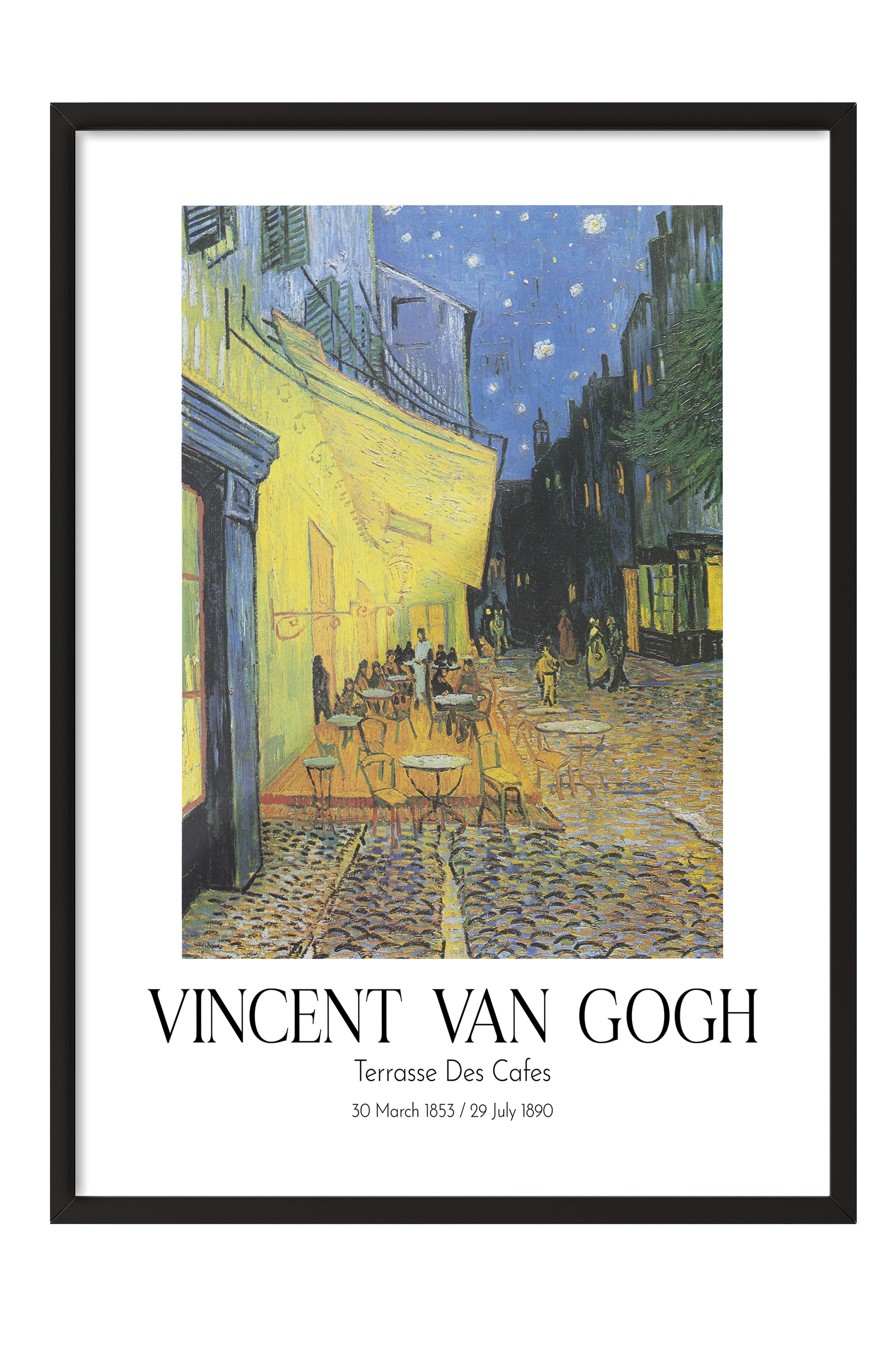 Vincent Van Gogh - Terrasse Des Cafes, Siyah Çerçeveli Tablo, Sanat Serisi NO:110607