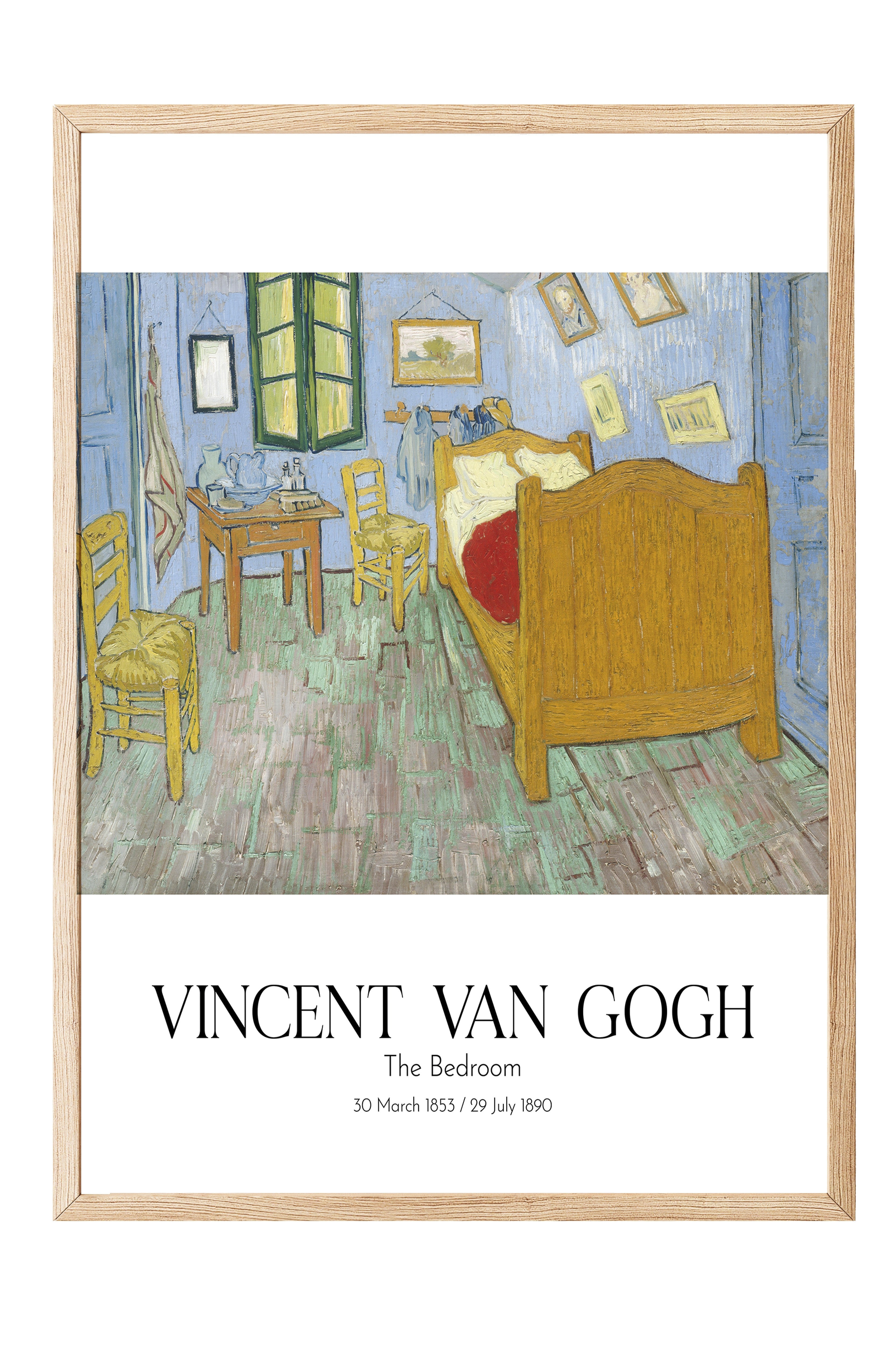 Vincent Van Gogh - The Bedroom, Ahşap Çerçeveli Tablo, Sanat Serisi NO:110621