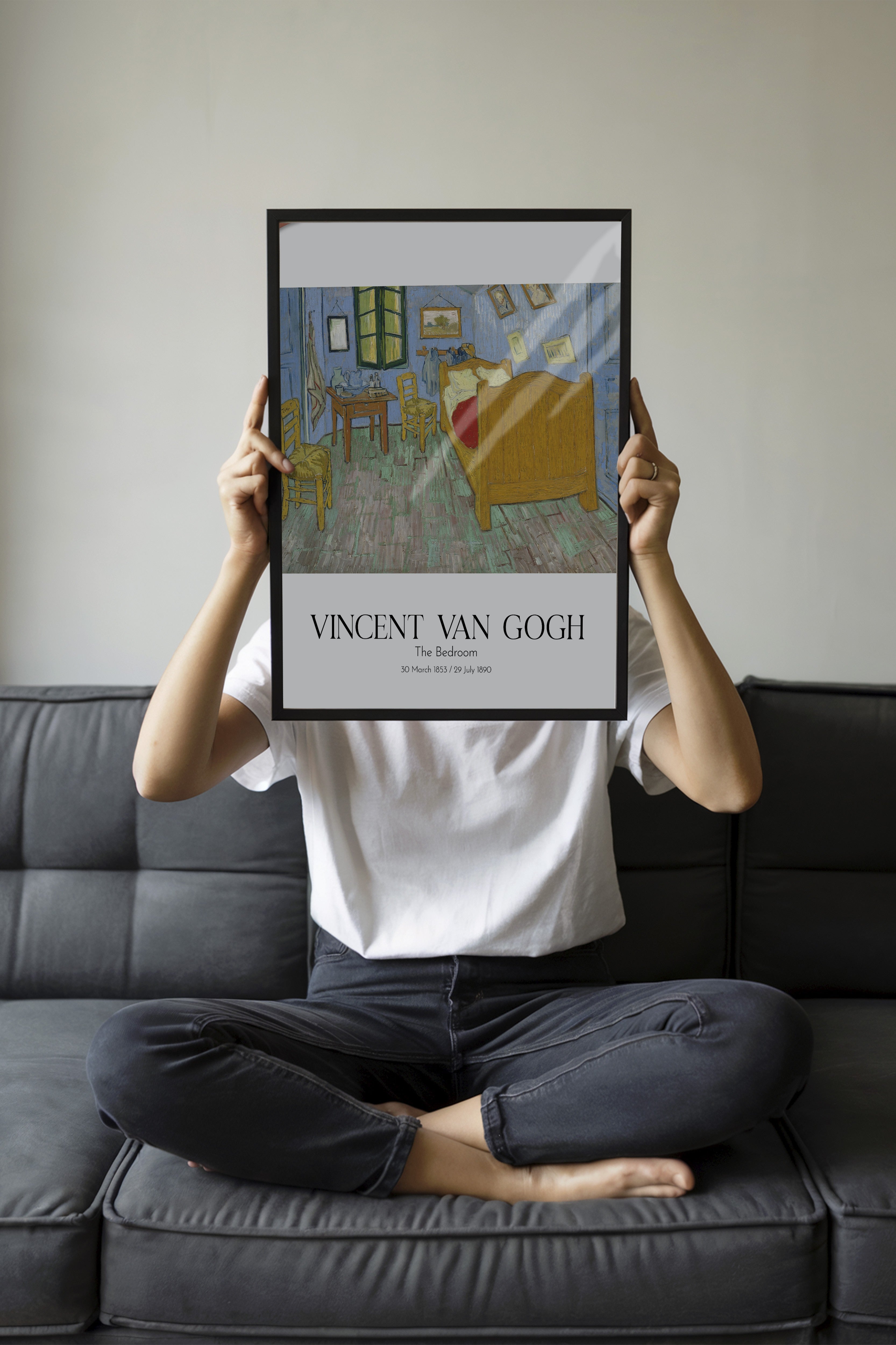 Vincent Van Gogh - The Bedroom, Siyah Çerçeveli Tablo, Sanat Serisi NO:110621