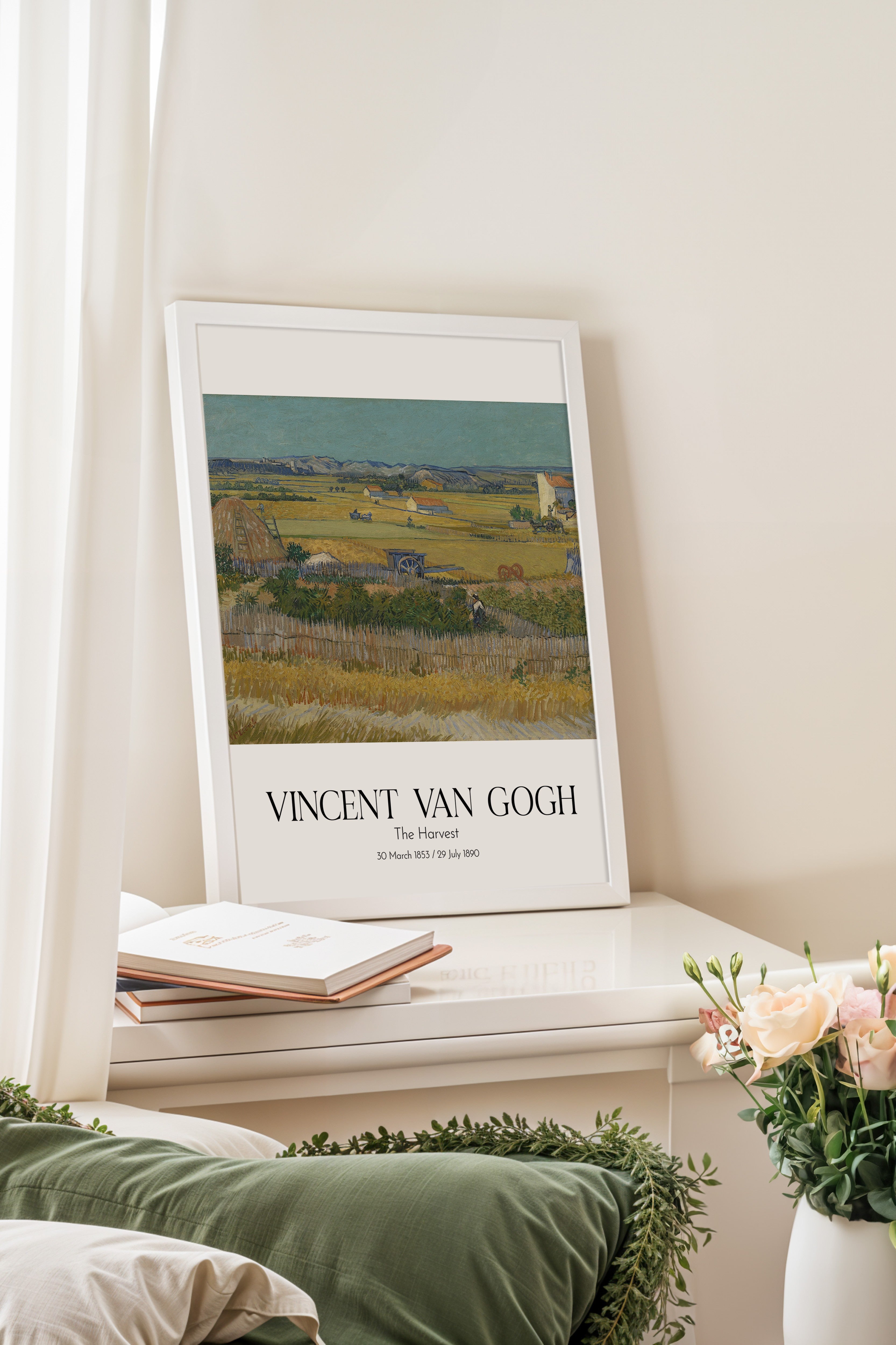 Vincent Van Gogh - The Harvest, Beyaz Çerçeveli Tablo, Sanat Serisi NO:110623