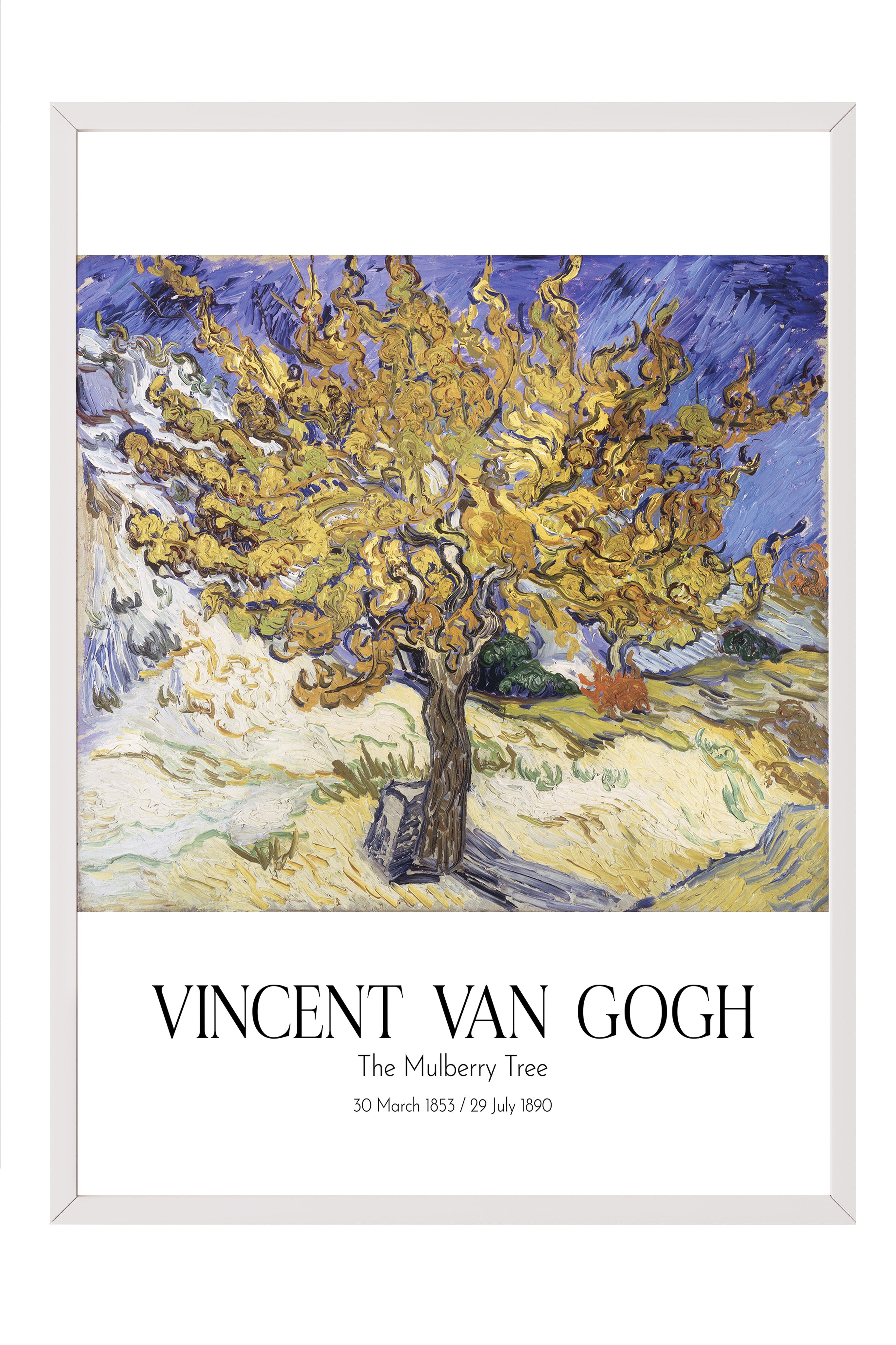 Vincent Van Gogh - The Mulberry Tree, Beyaz Çerçeveli Tablo, Sanat Serisi NO:110600