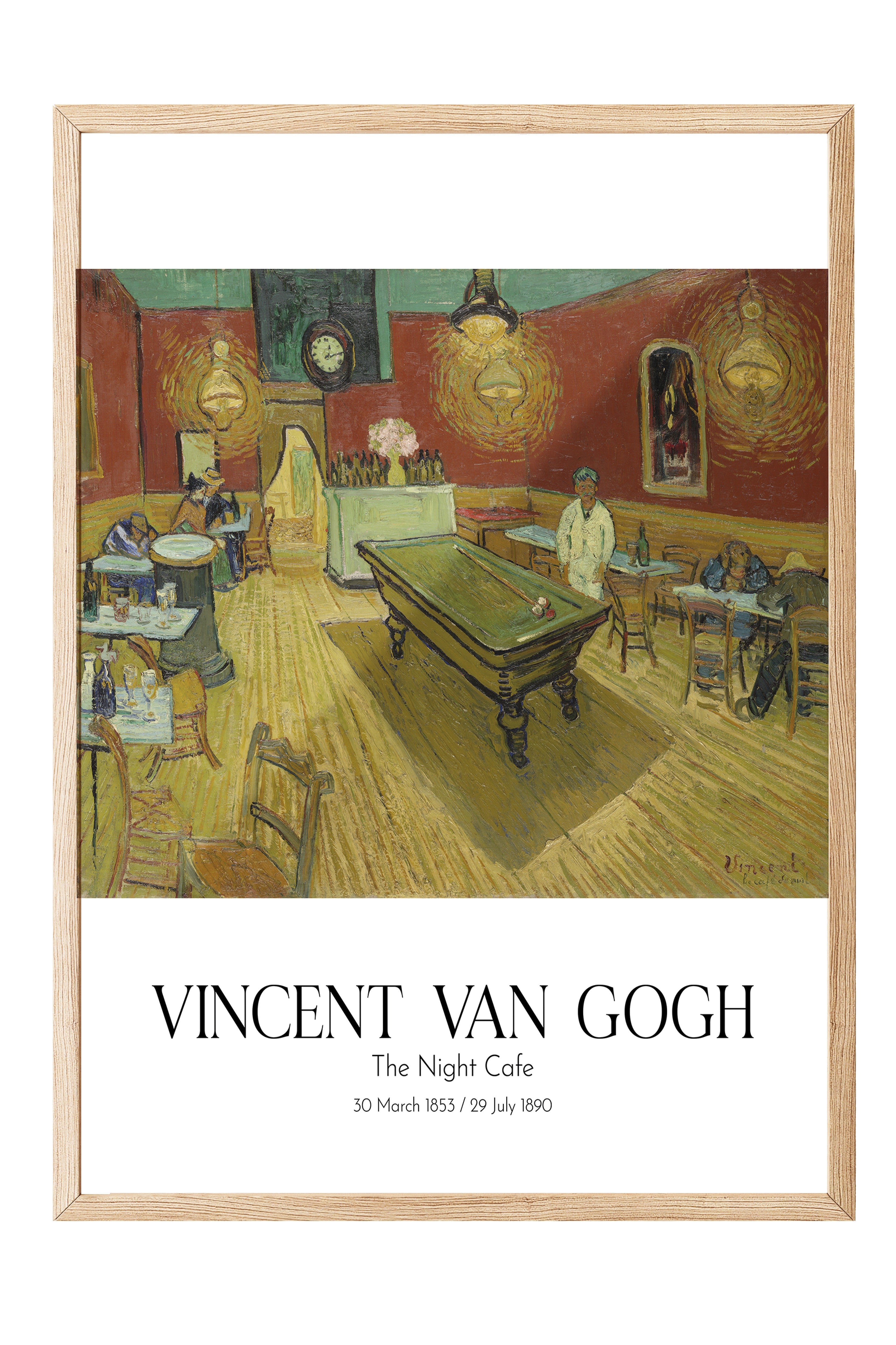 Vincent Van Gogh - The Night Cafe, Ahşap Çerçeveli Tablo, Sanat Serisi NO:110603