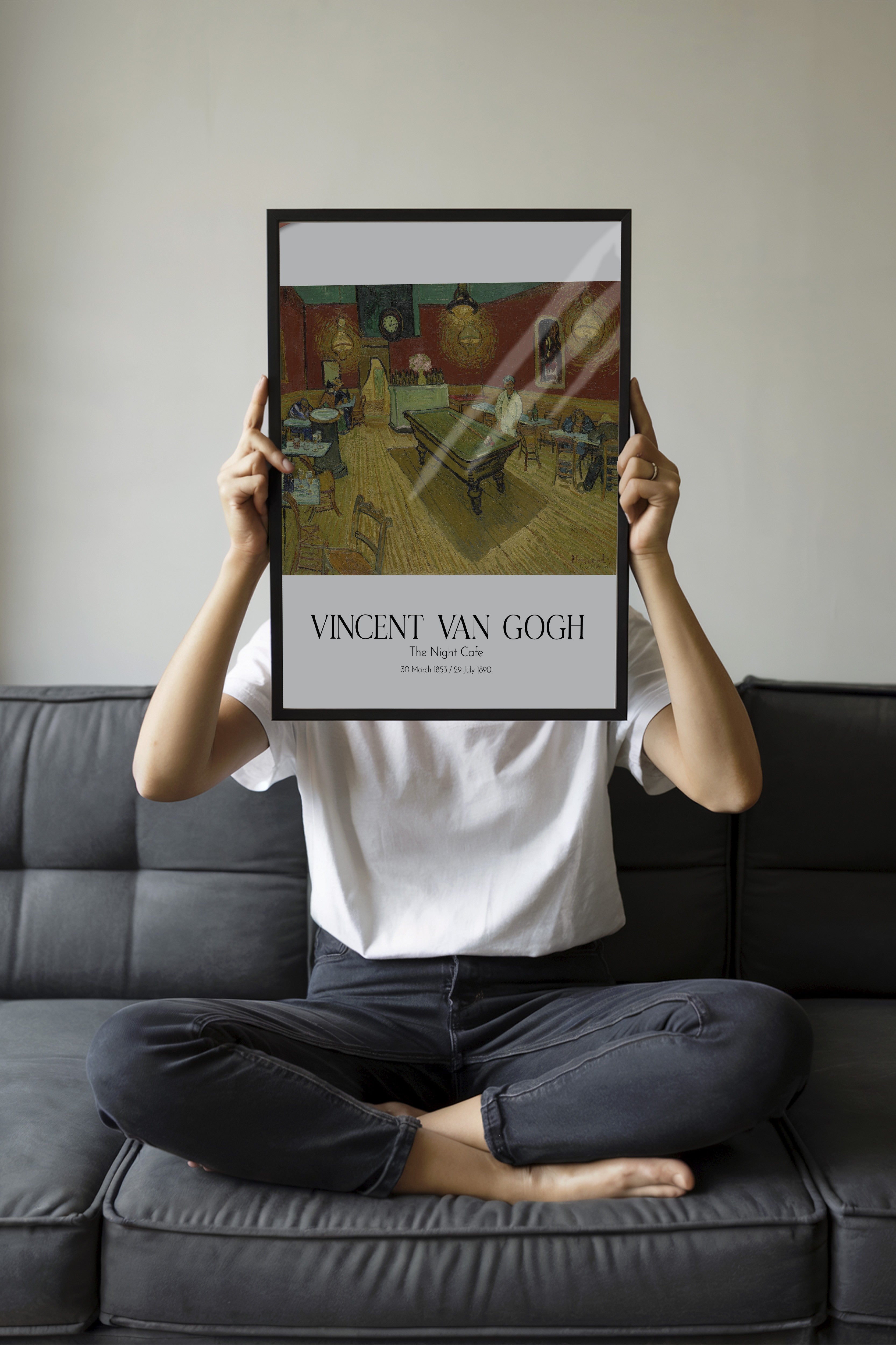 Vincent Van Gogh - The Night Cafe, Siyah Çerçeveli Tablo, Sanat Serisi NO:110603