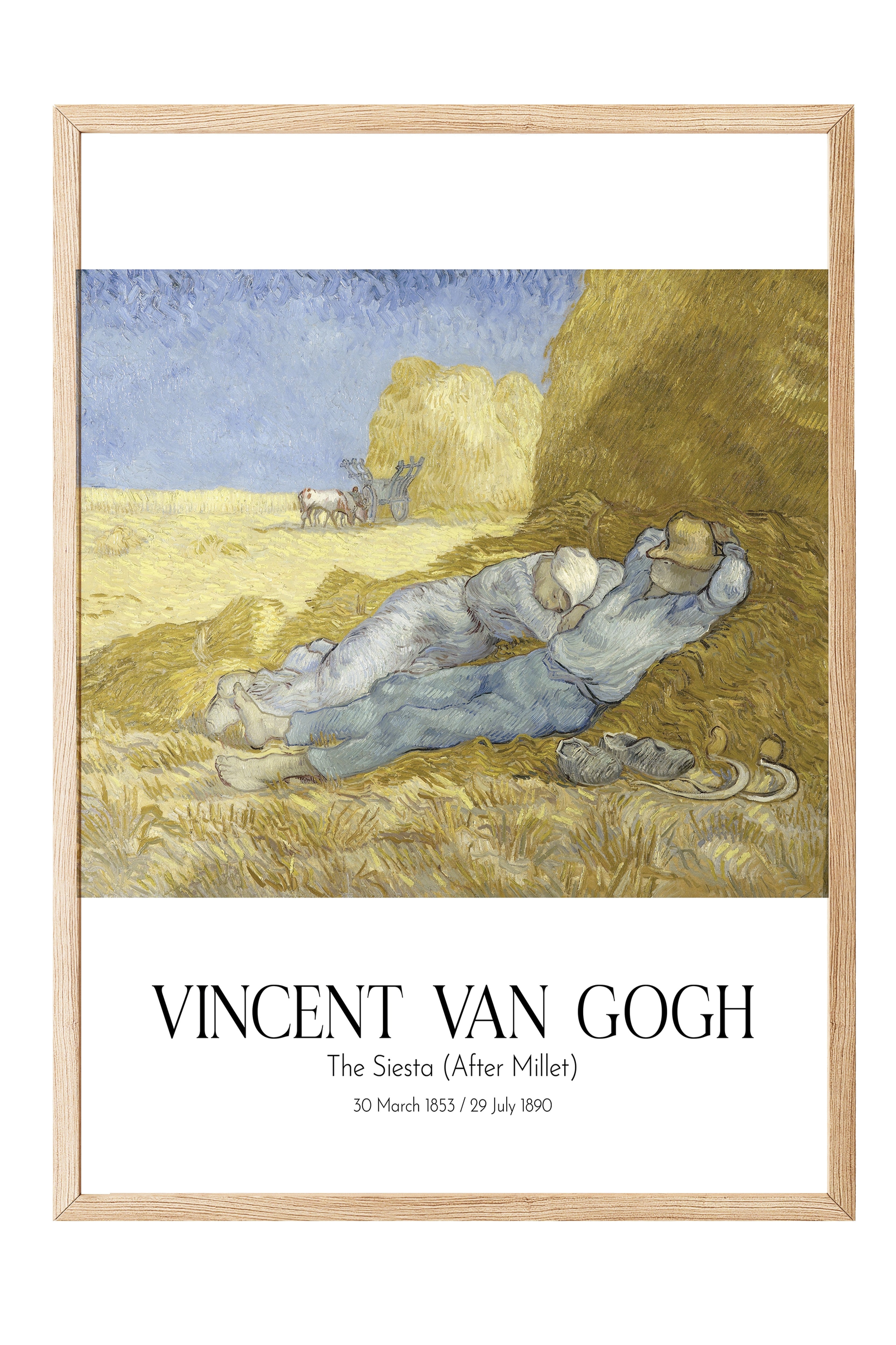 Vincent Van Gogh - The Siesta (After Millet), Ahşap Çerçeveli Tablo, Sanat Serisi NO:110624