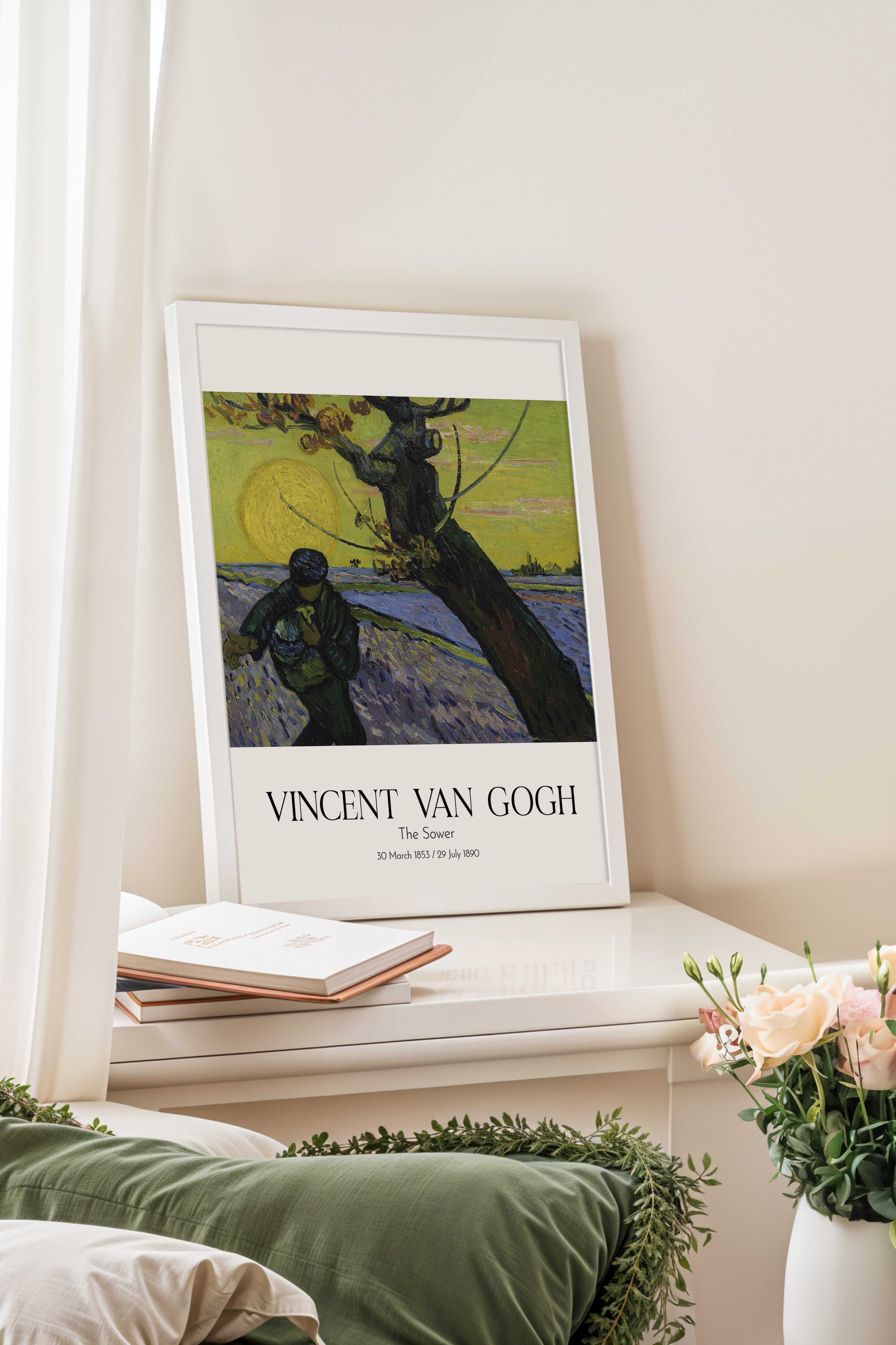 Vincent Van Gogh - The Sower, Beyaz Çerçeveli Tablo, Sanat Serisi NO:110625