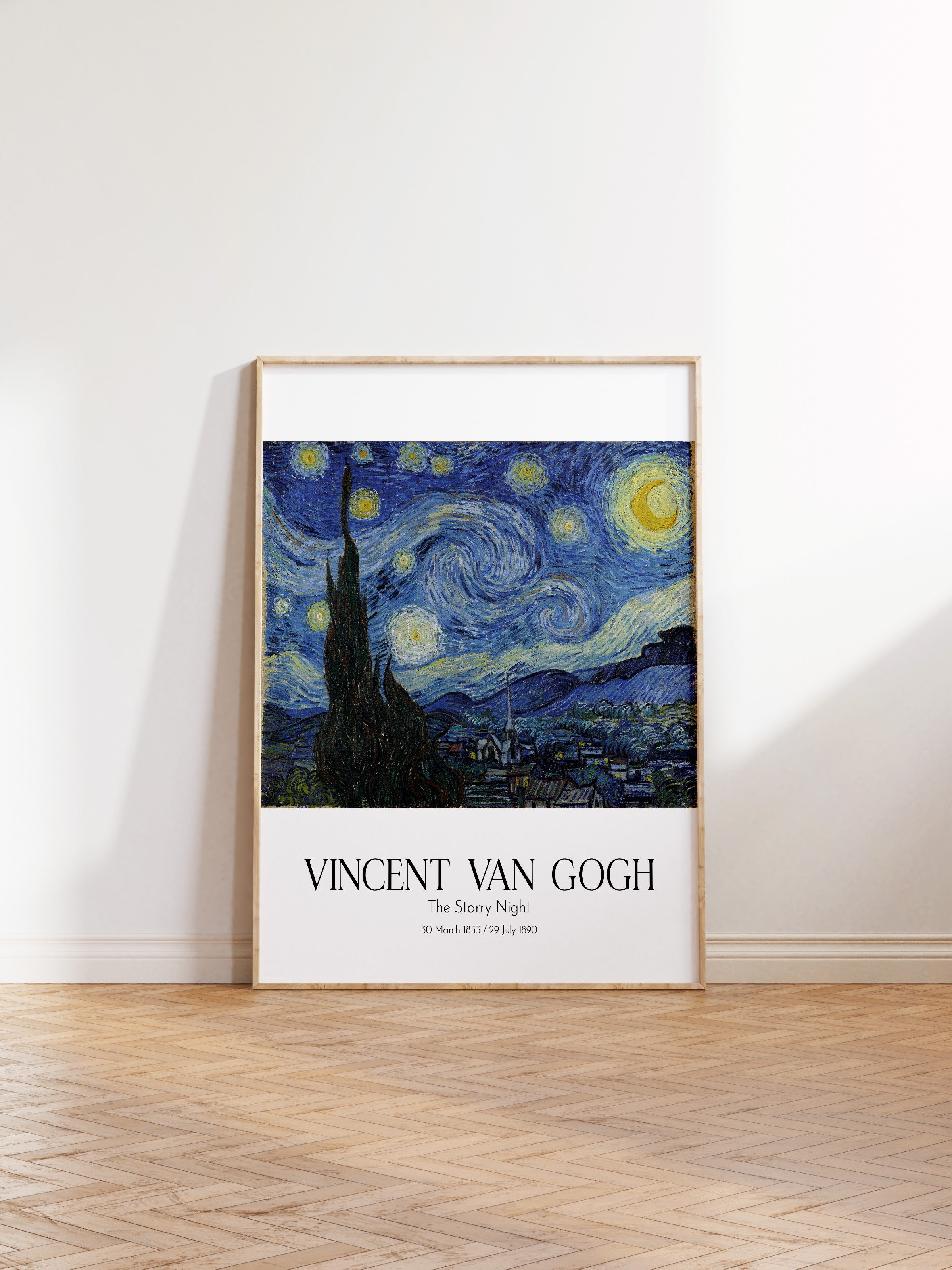 Vincent Van Gogh - The Starry Night, Ahşap Çerçeveli Tablo, Sanat Serisi NO:110626