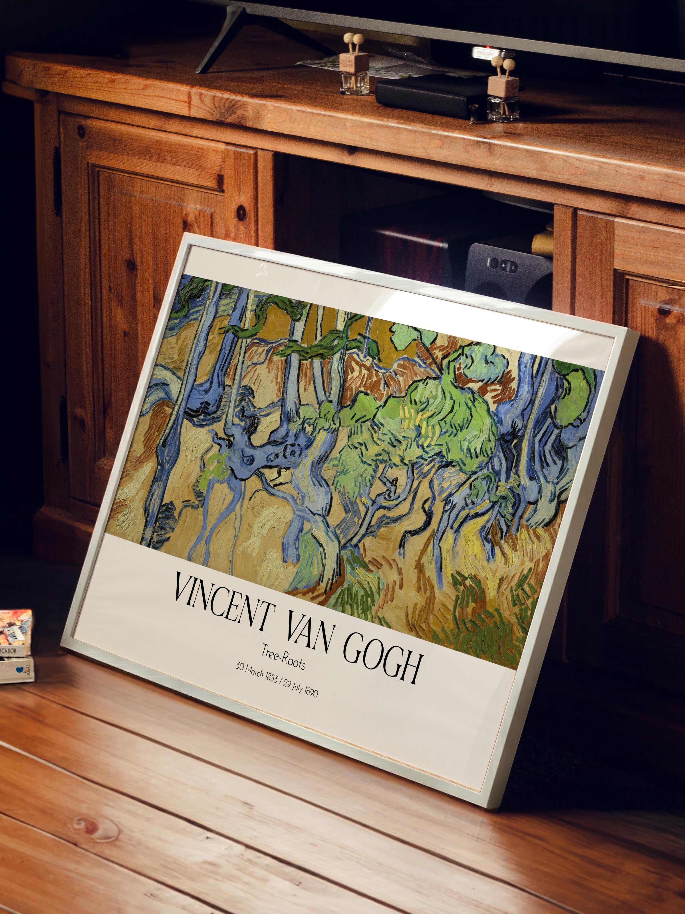 Vincent Van Gogh - Tree-Roots, Beyaz Çerçeveli Tablo, Sanat Serisi NO:110643