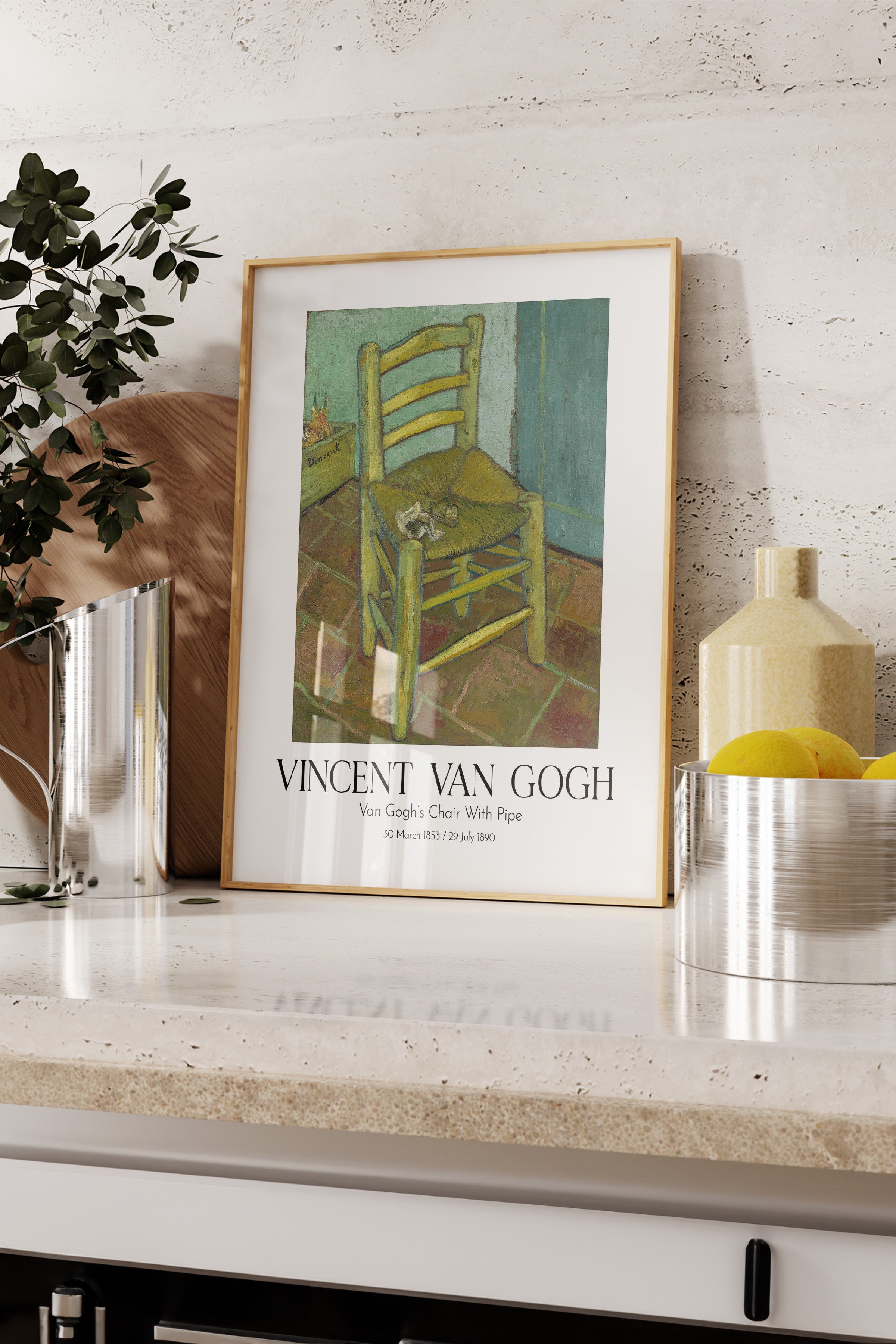 Vincent Van Gogh - Van Gogh'S Chair With Pipe, Ahşap Çerçeveli Tablo, Sanat Serisi NO:110630