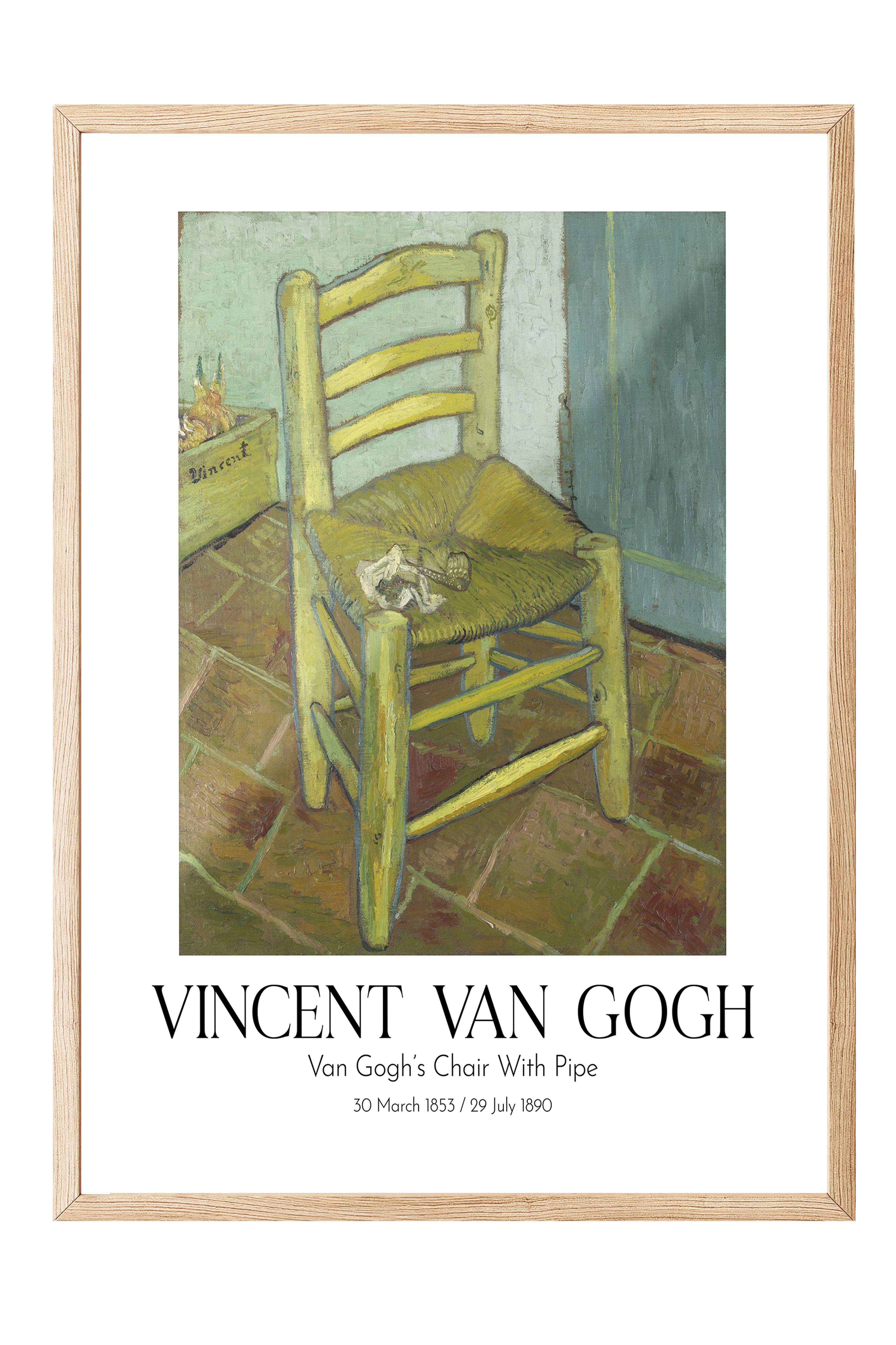 Vincent Van Gogh - Van Gogh'S Chair With Pipe, Ahşap Çerçeveli Tablo, Sanat Serisi NO:110630