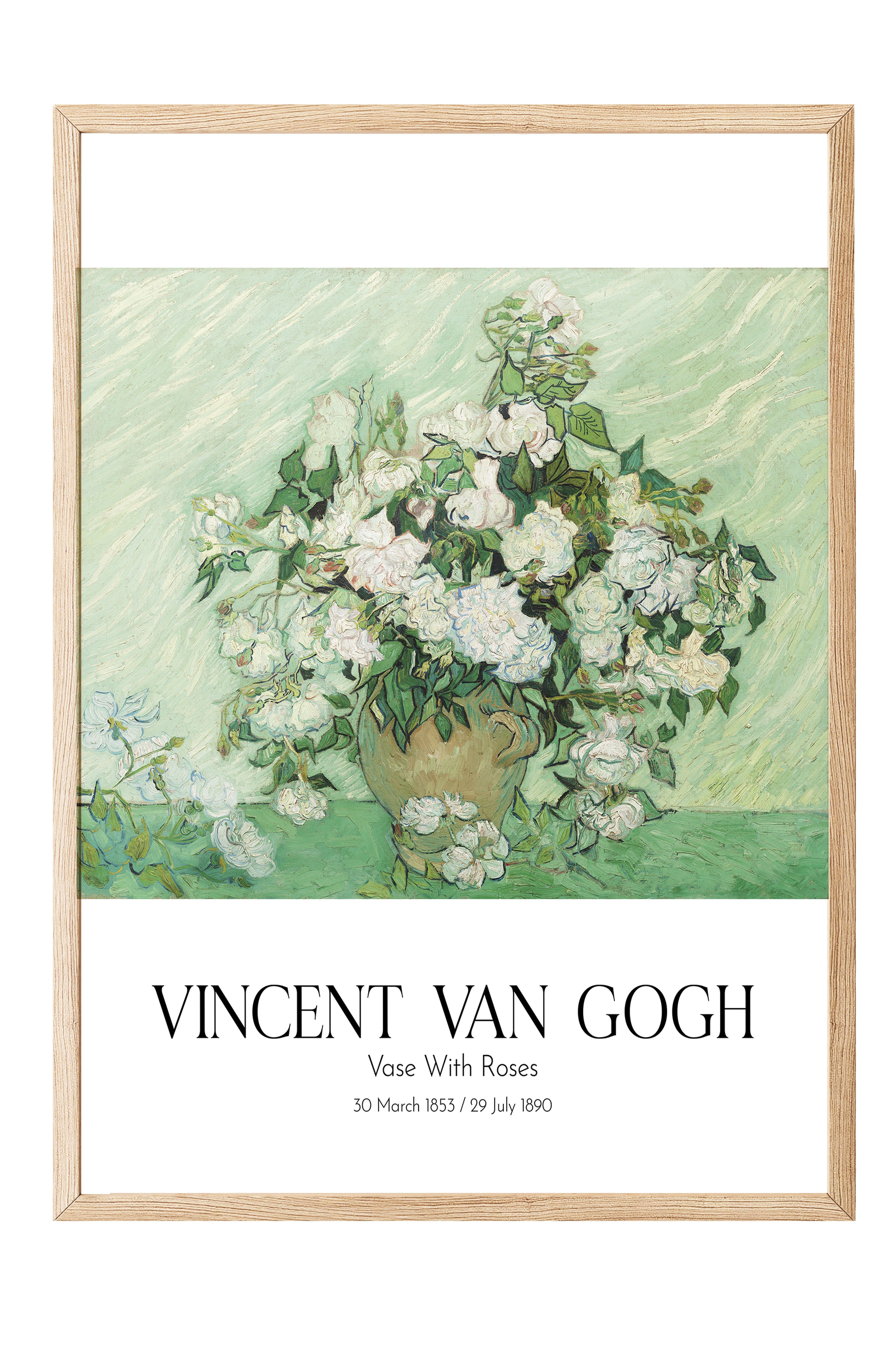 Vincent Van Gogh - Vase With Roses, Ahşap Çerçeveli Tablo, Sanat Serisi NO:110631