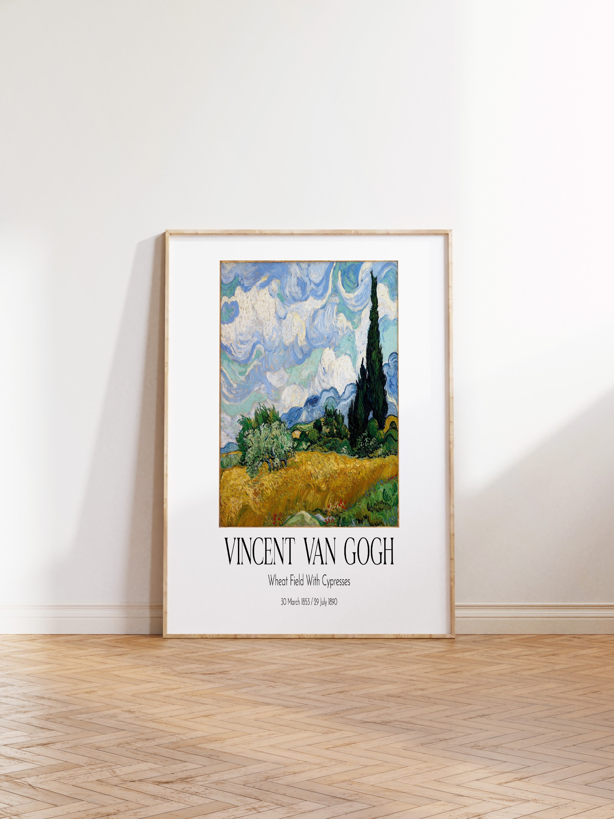 Vincent Van Gogh - Wheat Field With Cypresses, Ahşap Çerçeveli Tablo, Sanat Serisi NO:110633