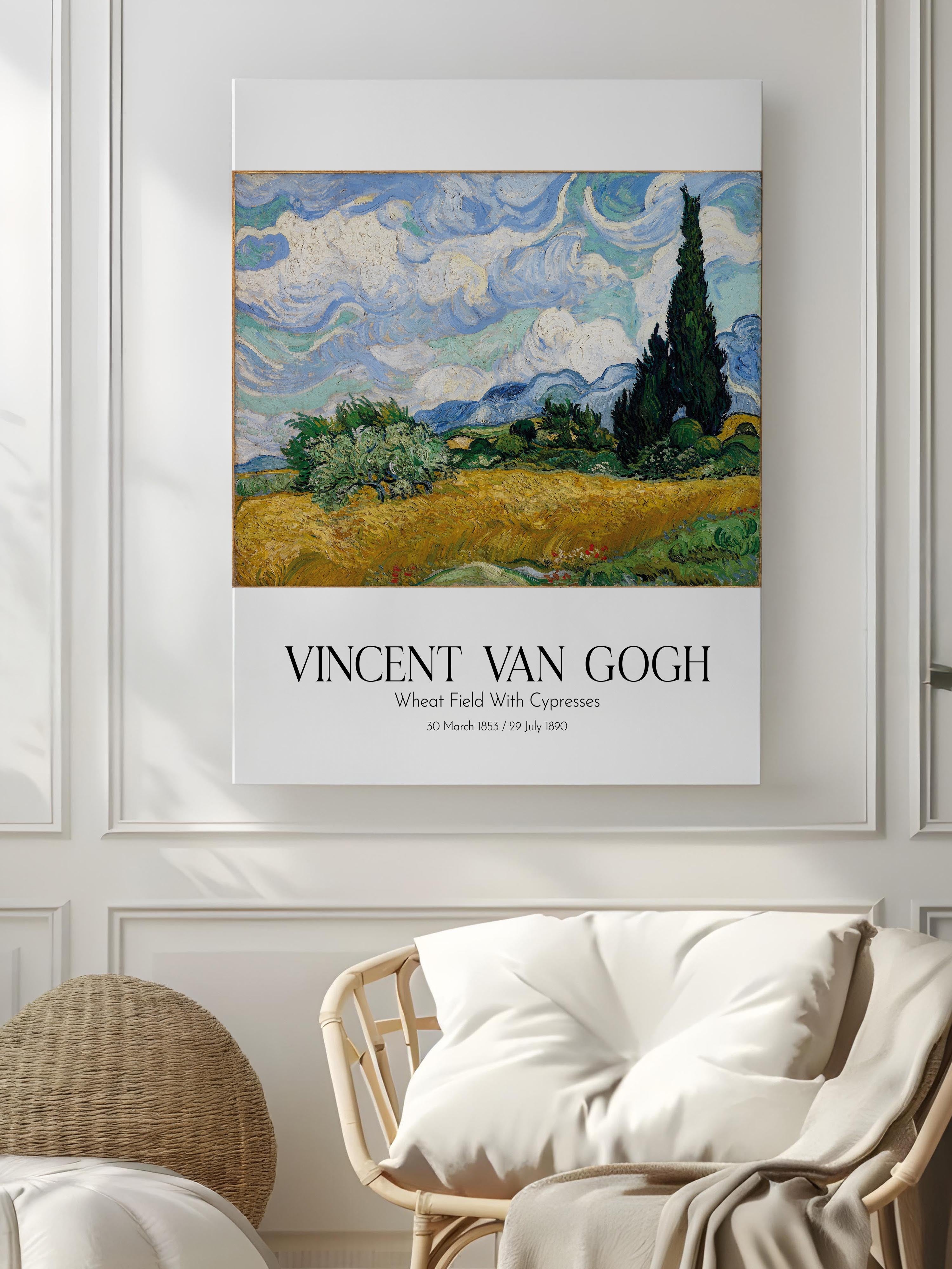 Vincent Van Gogh - Wheat Field With Cypresses, Kanvas Tablo, Sanat Serisi NO:110601