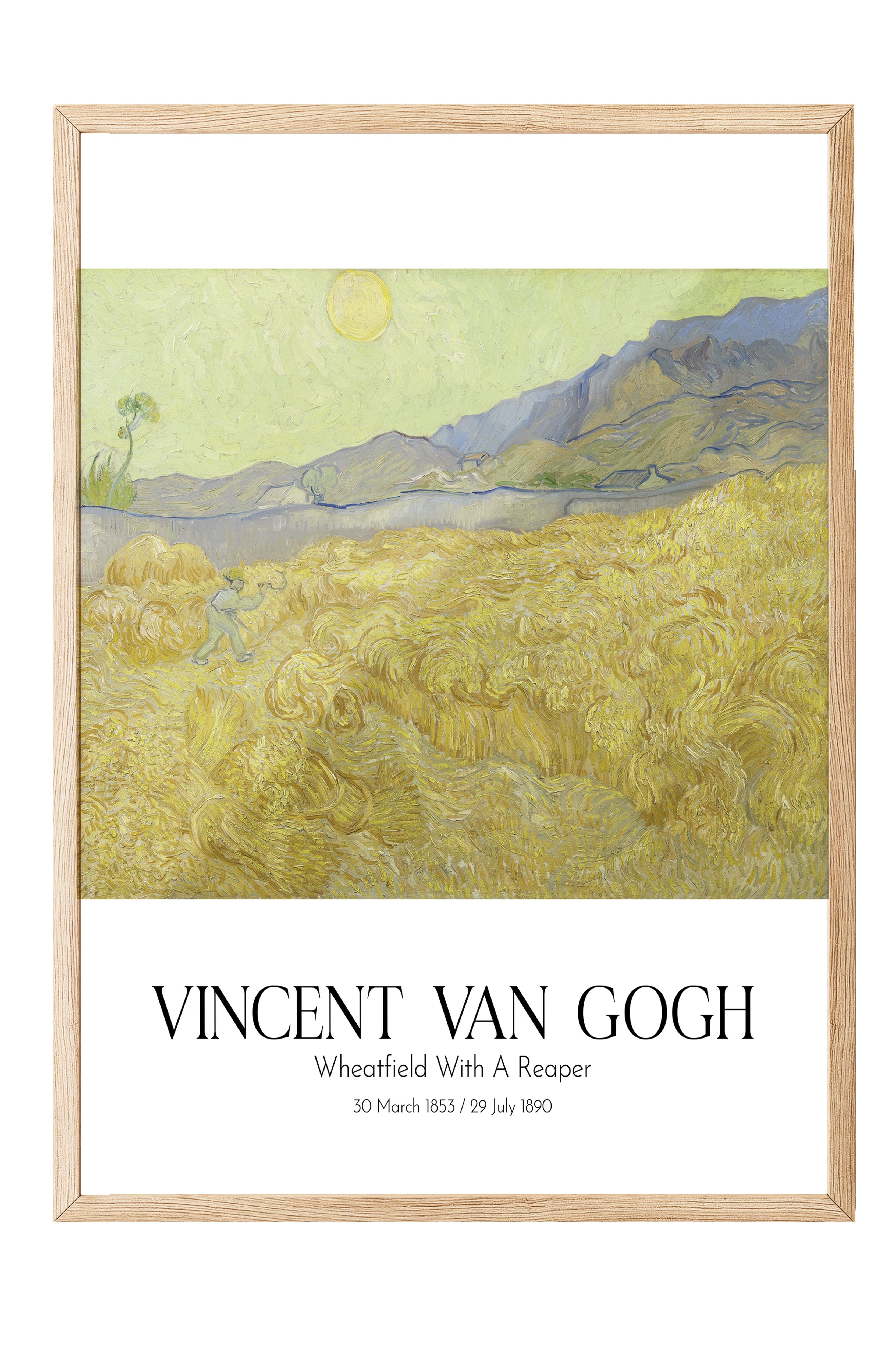 Vincent Van Gogh - Wheatfield With A Reaper, Ahşap Çerçeveli Tablo, Sanat Serisi NO:110632