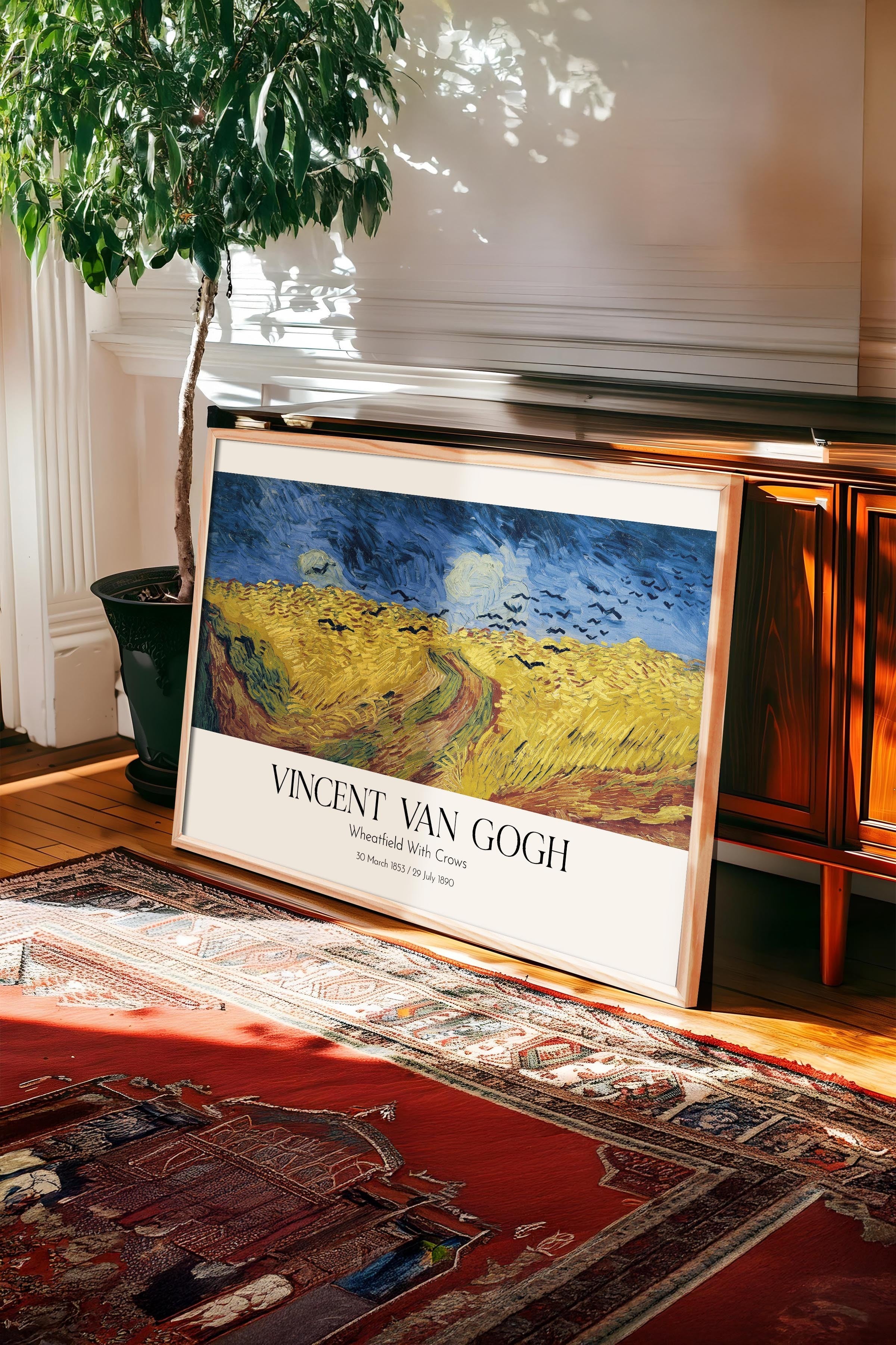 Vincent Van Gogh - Wheatfield With Crows, Ahşap Çerçeveli Tablo, Sanat Serisi NO:110645