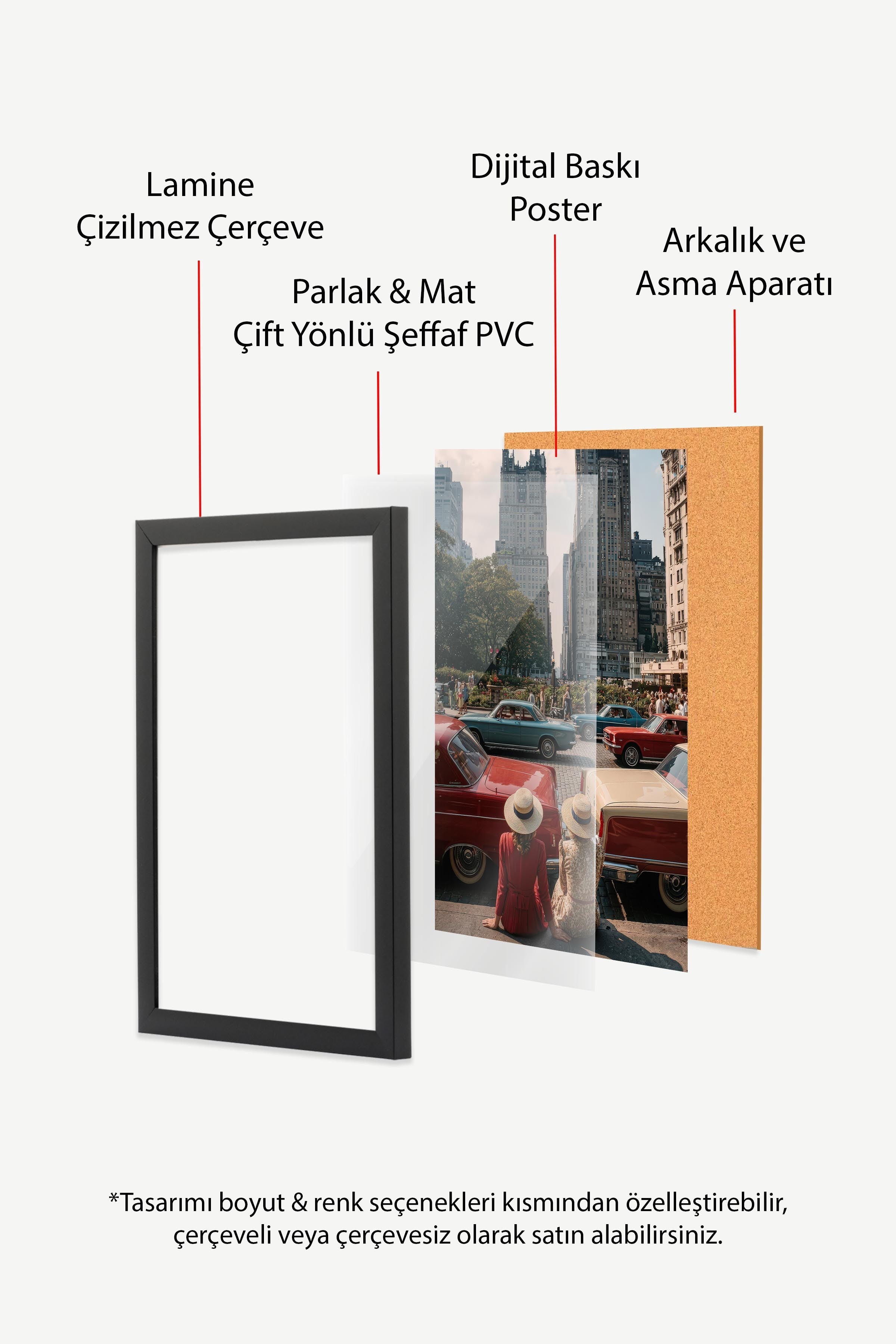 Vintage Arabalar ve Şehir Manzarası Posteri, Siyah Çerçeveli Poster, Old Money Serisi, NO:113150