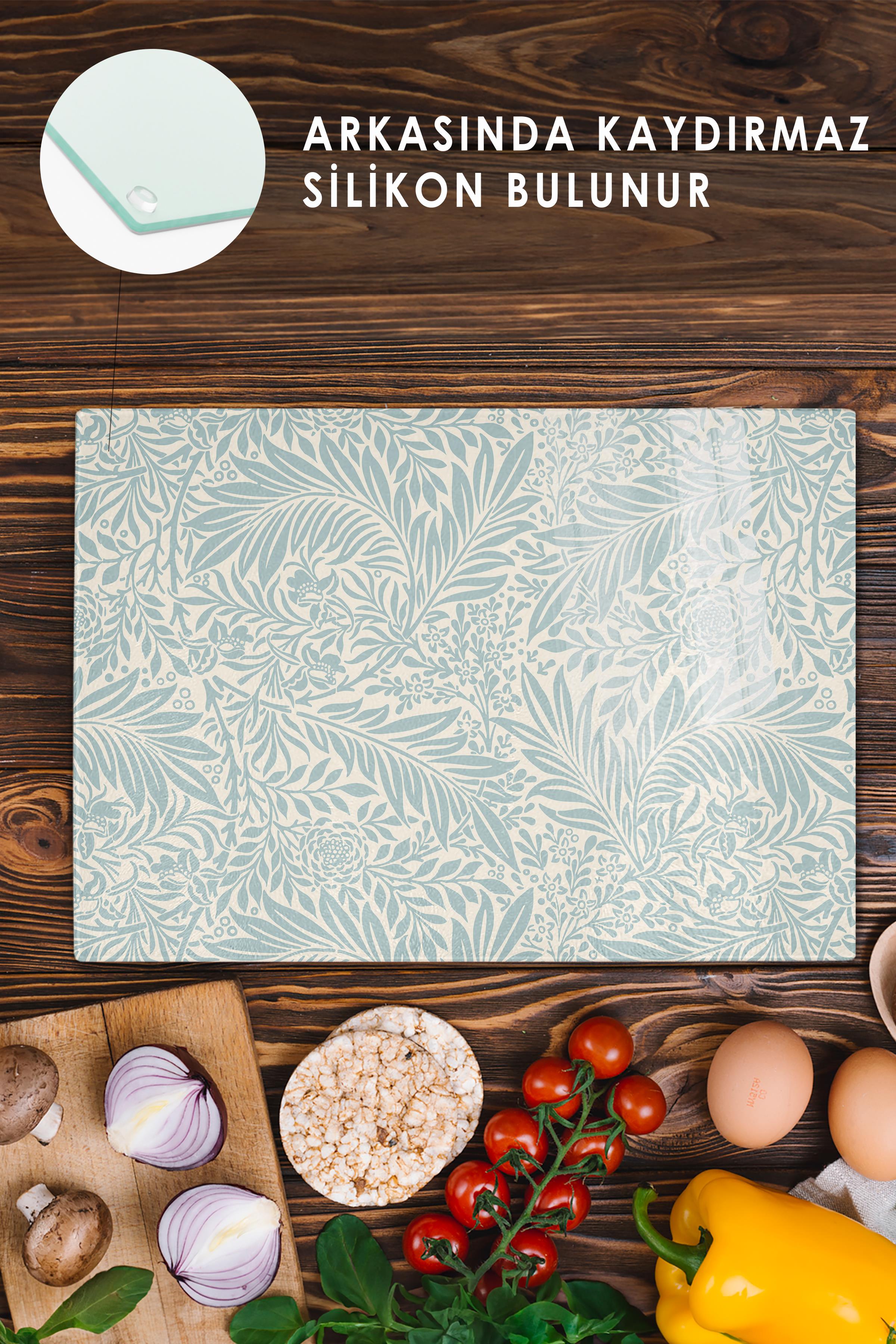 Vintage Cam Kesme Tahtası, Kalın Ve Kırılmaz Cam, Doğrama Tahtası, Mutfak Sunum Tahtası - 21*30cm