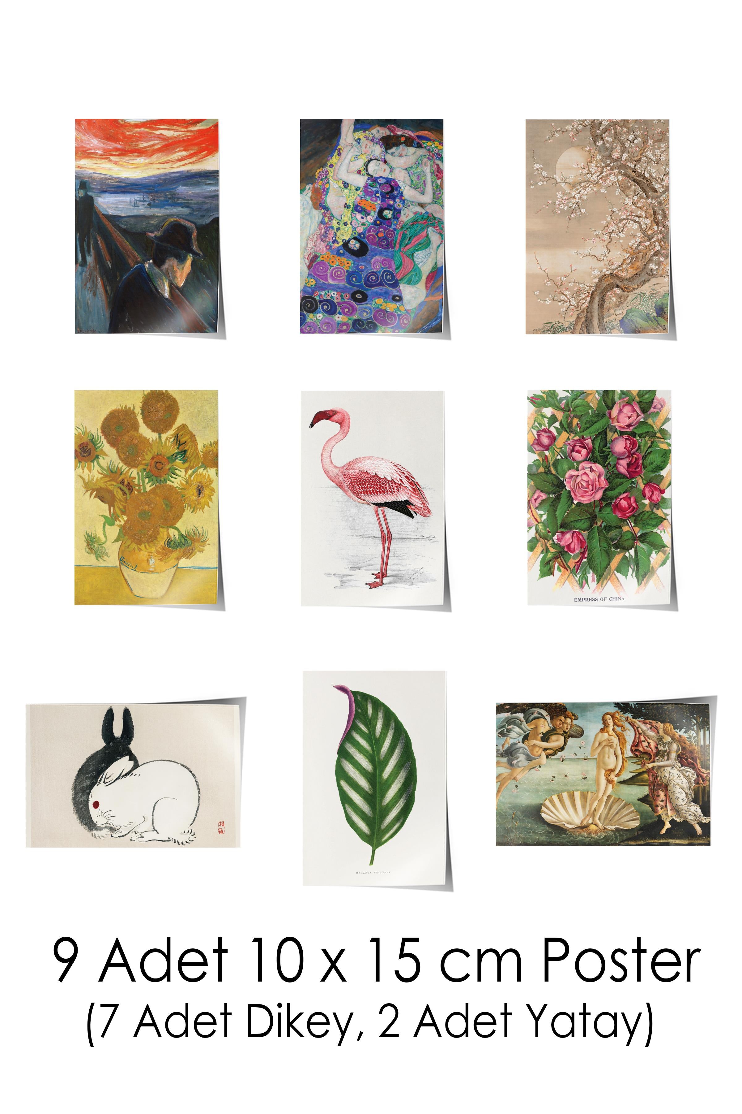 Vintage Duvar Poster Seti - 17 Adet Vintage Poster - Ev ve Ofis Duvar Tablosu - Çerçevesiz Poster